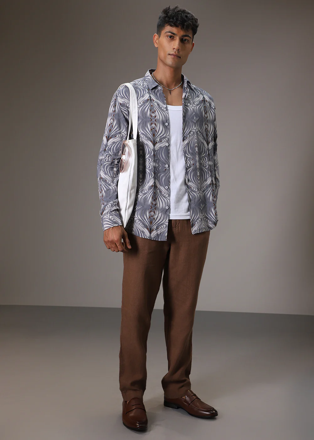 Wave Greyish Blue Feather Shirt - Image 4