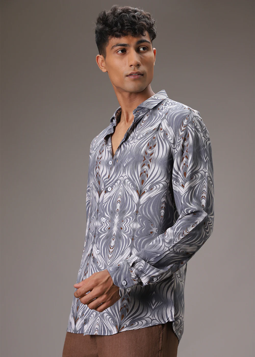 Wave Greyish Blue Feather Shirt - Image 7