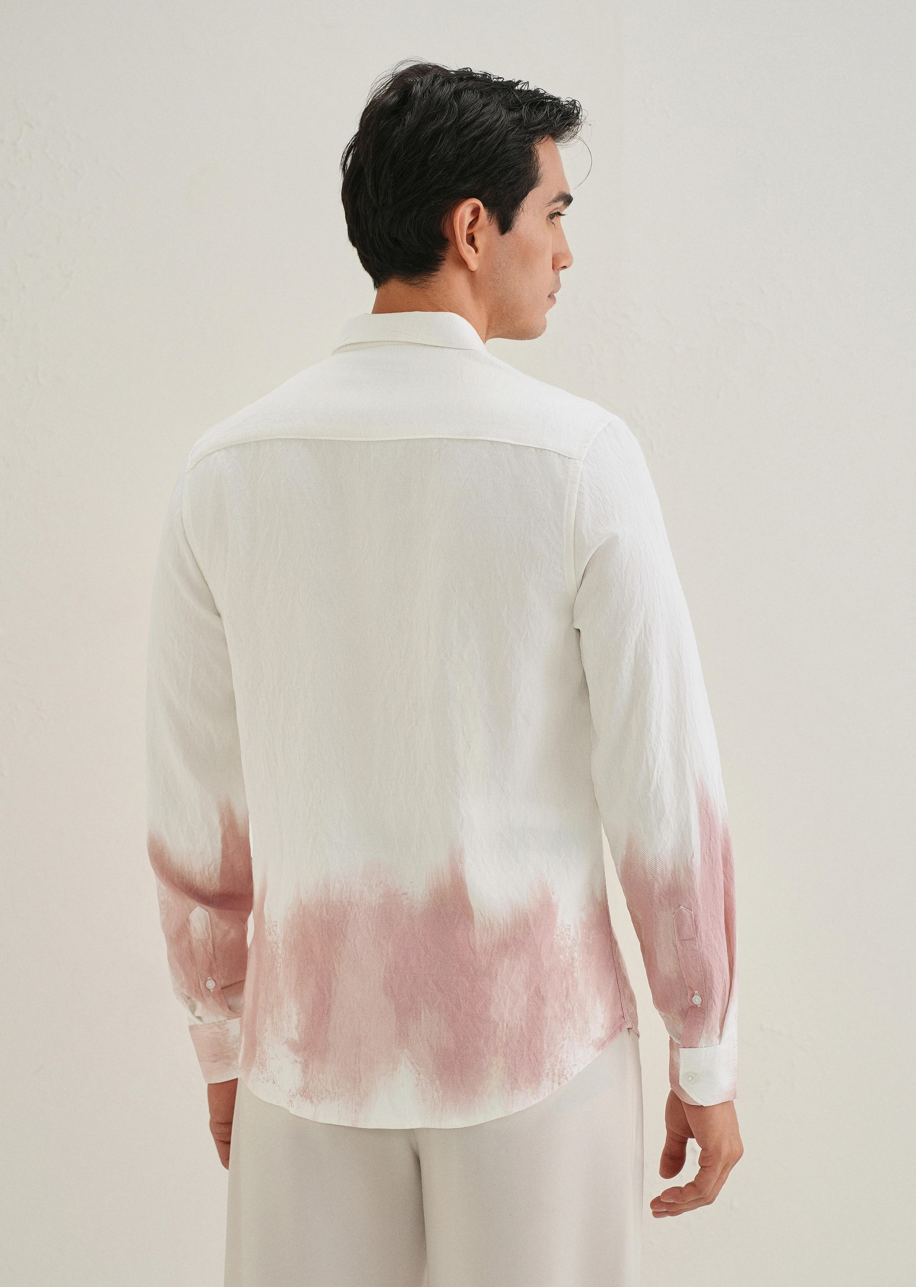 White & Dusty Rose Dip-Dyed Shirt - Image 5