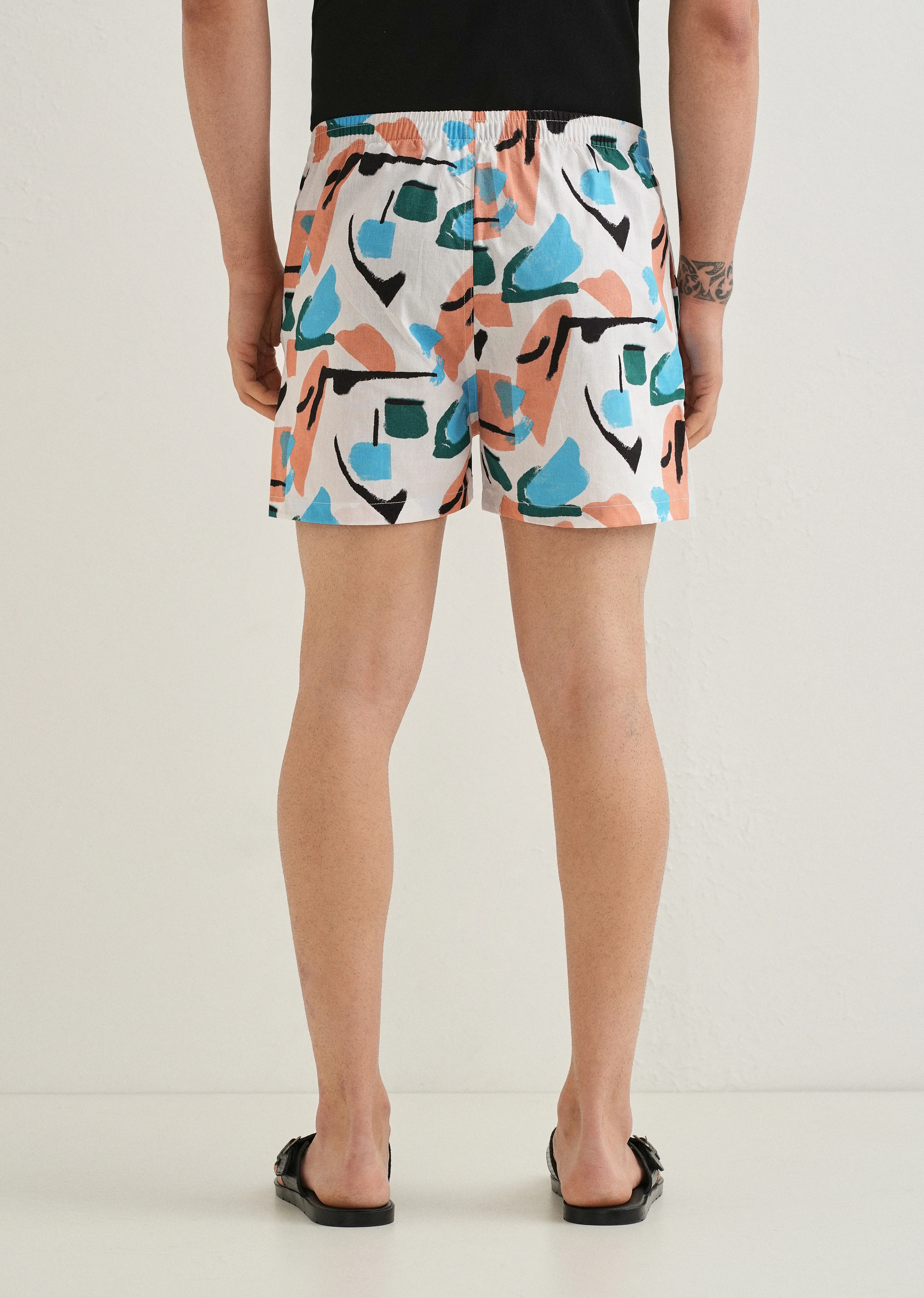 White Abstract Colour Printed Boxer - Image 2