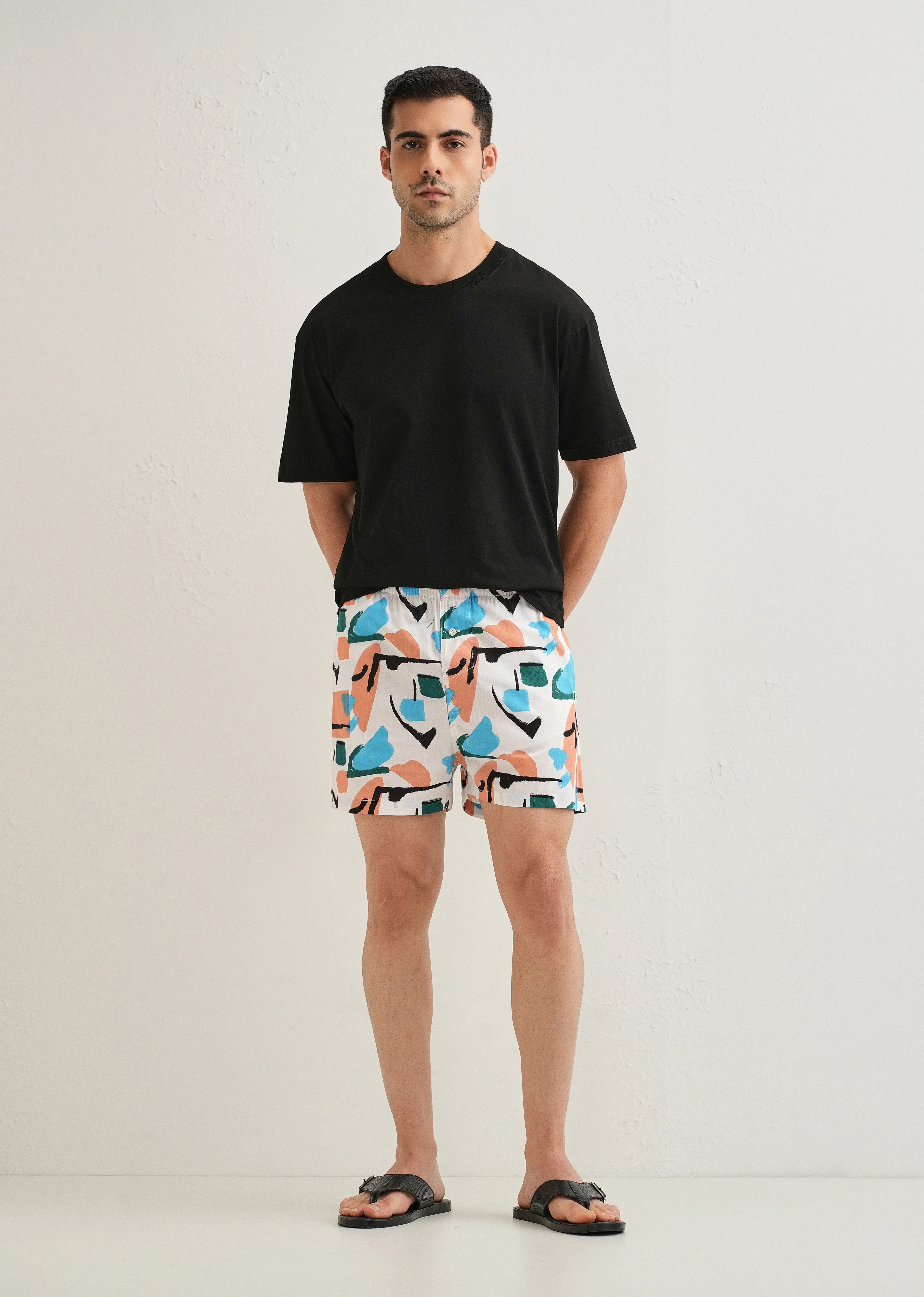 White Abstract Colour Printed Boxer - Image 6