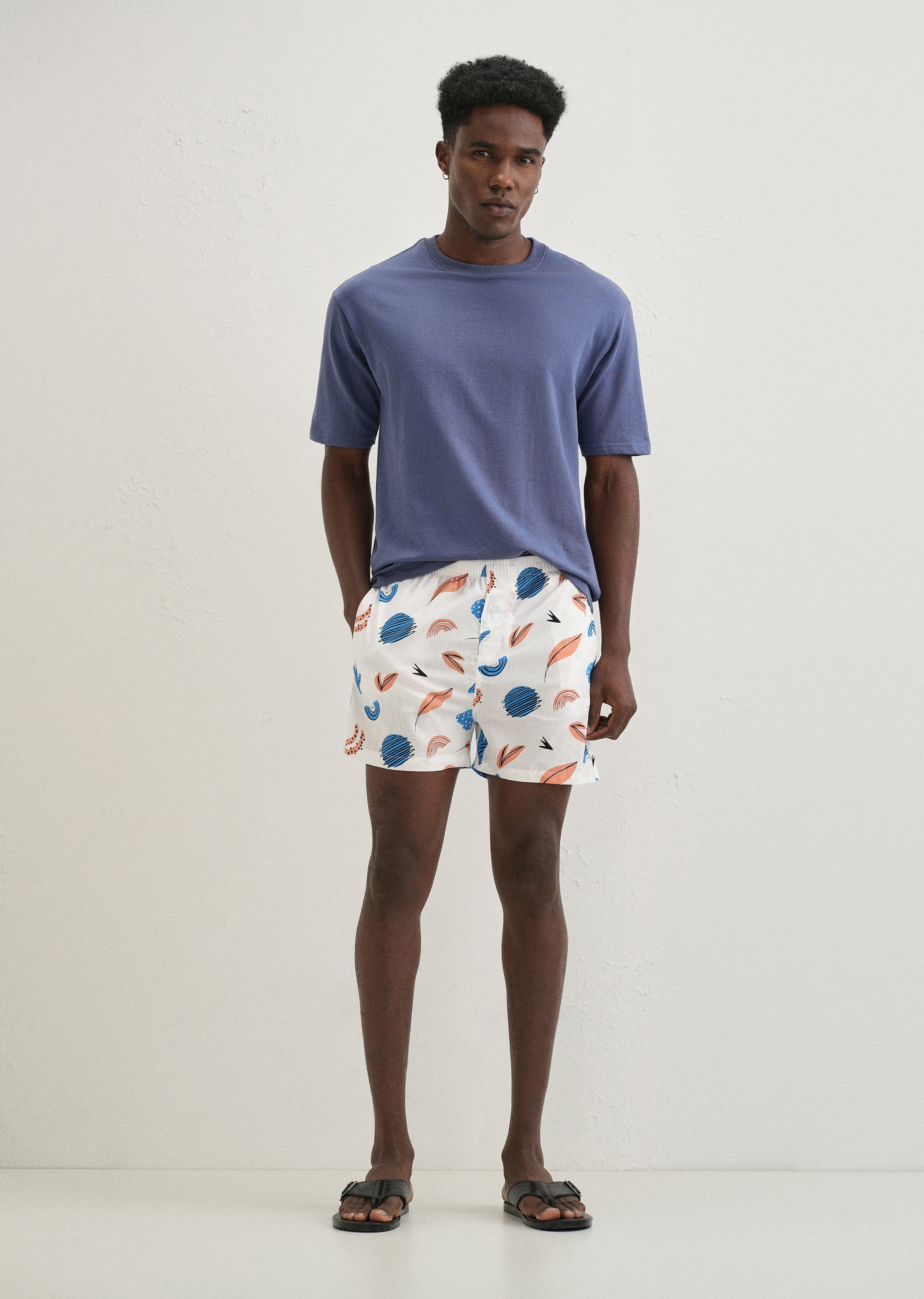 White Abstract Printed Boxer - Image 6