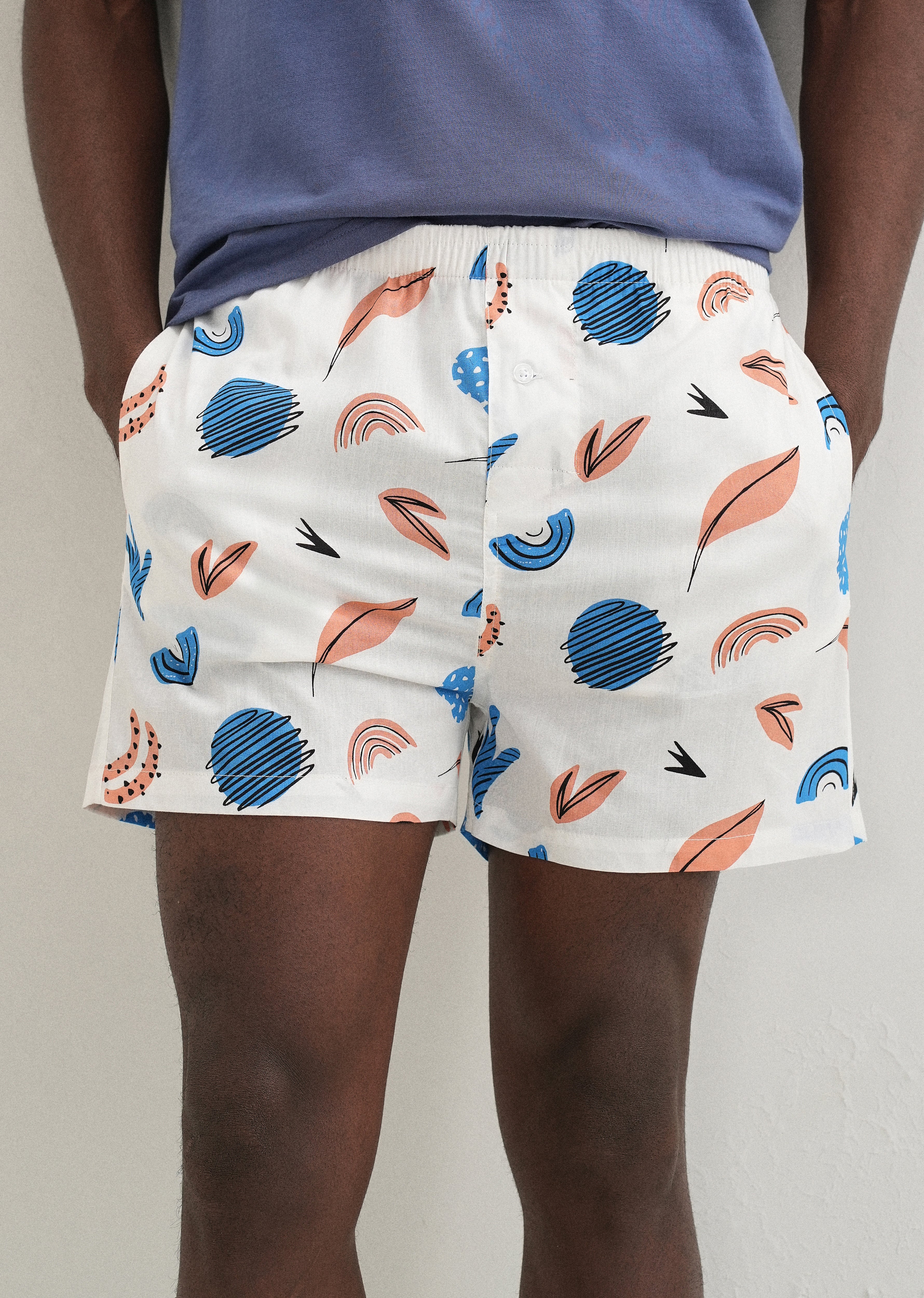 White Abstract Printed Boxer - Image 7