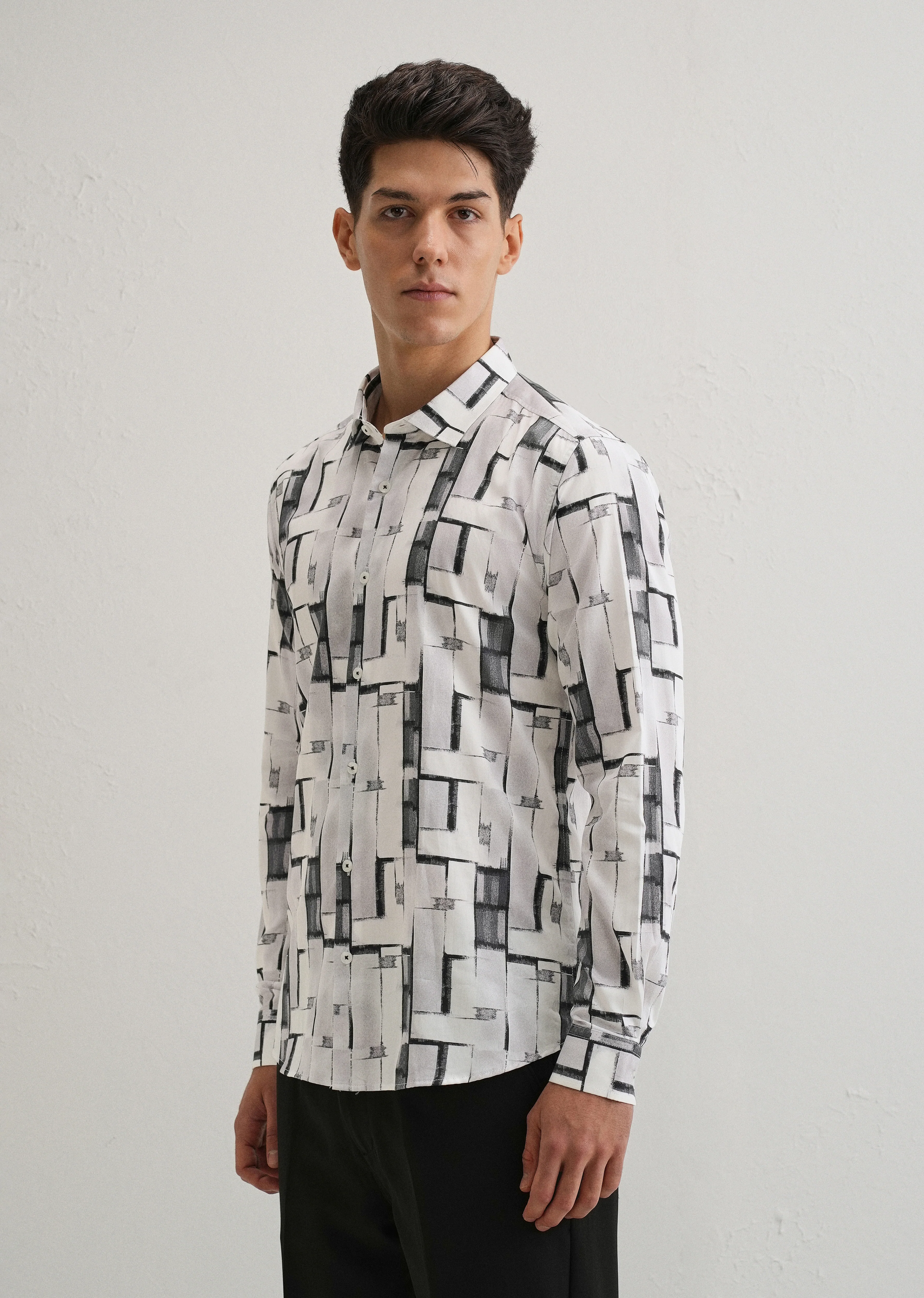 White Abstractox Printed shirt - Image 4