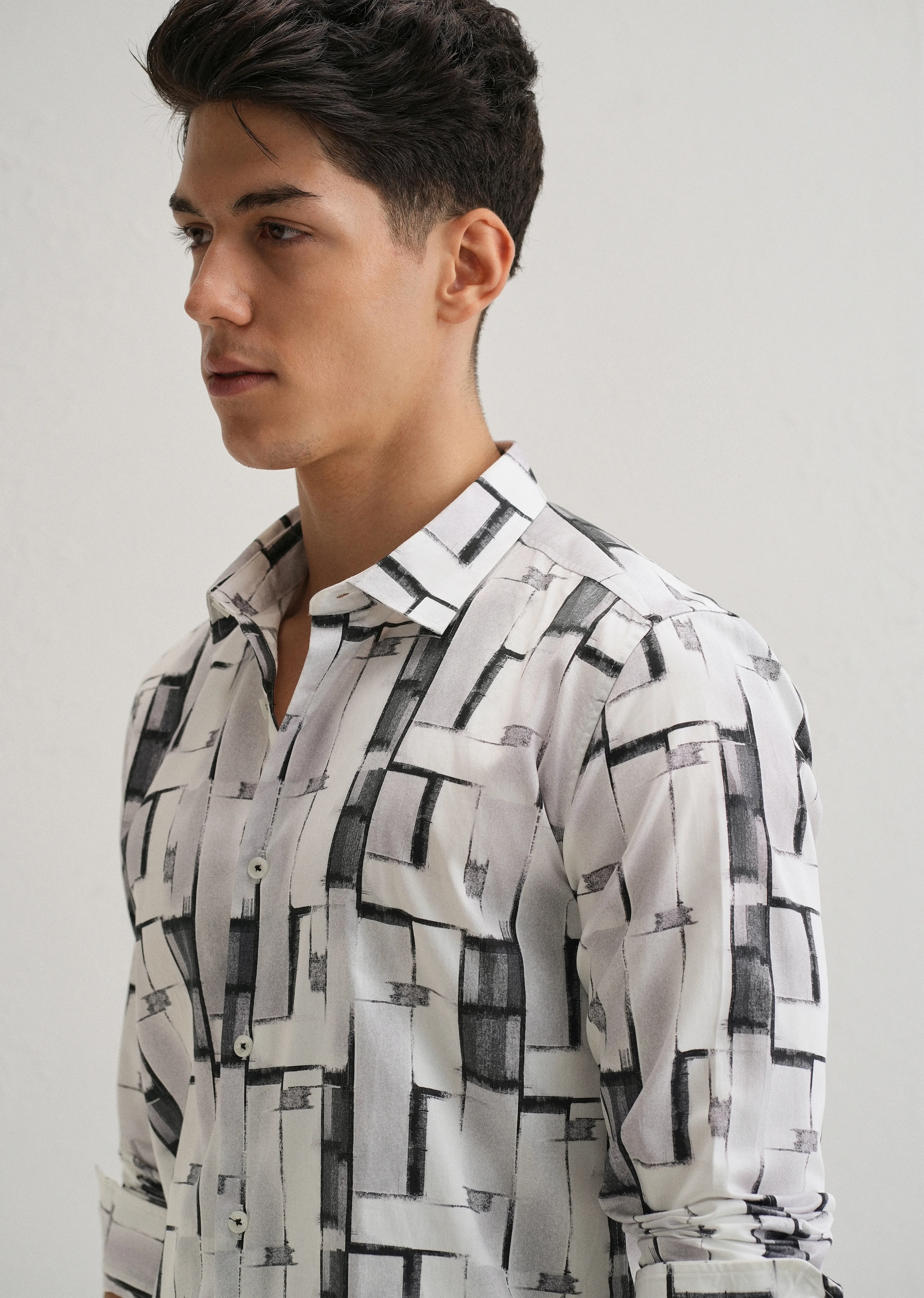 White Abstractox Printed shirt - Image 5