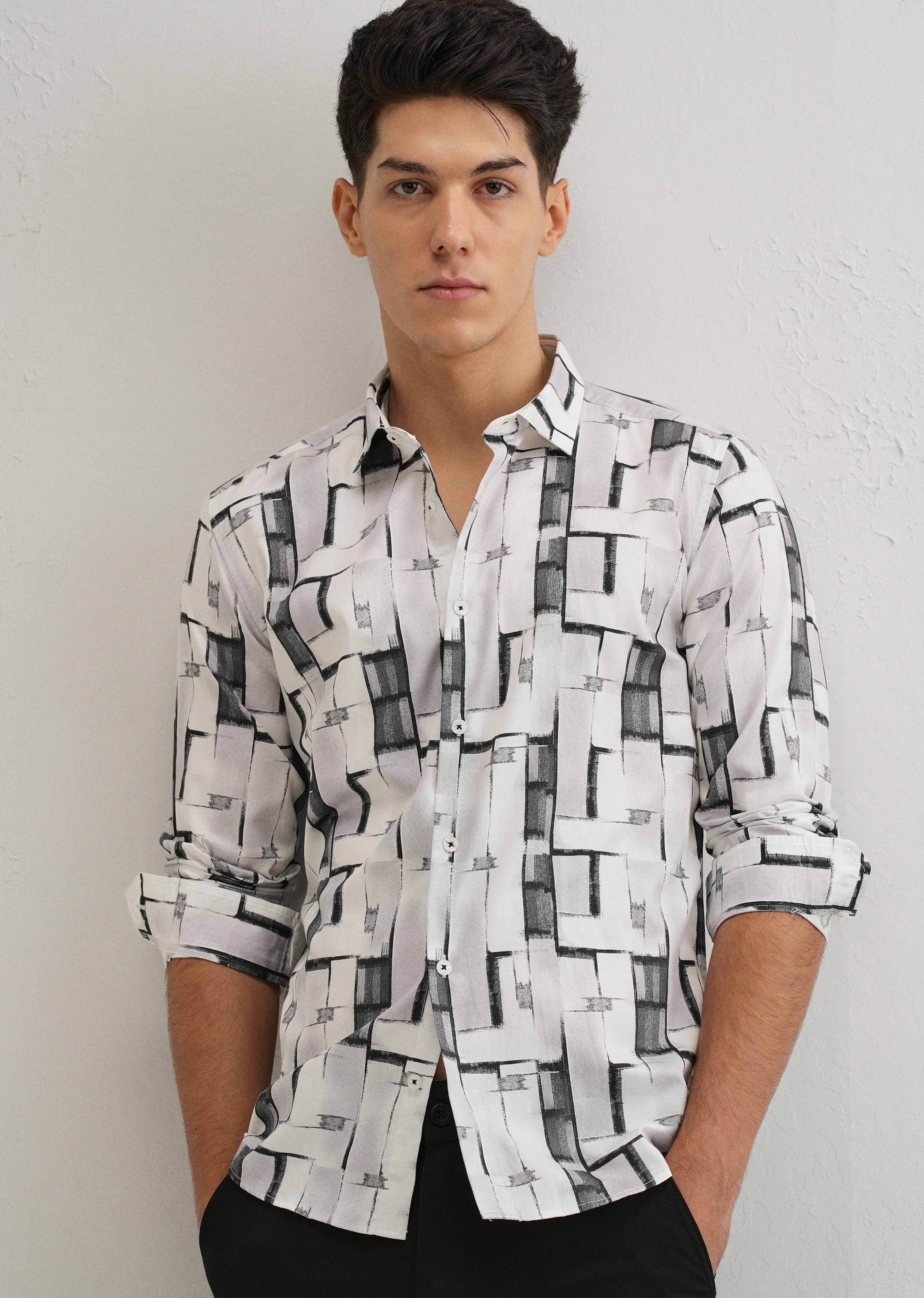 White Abstractox Printed shirt - Image 7