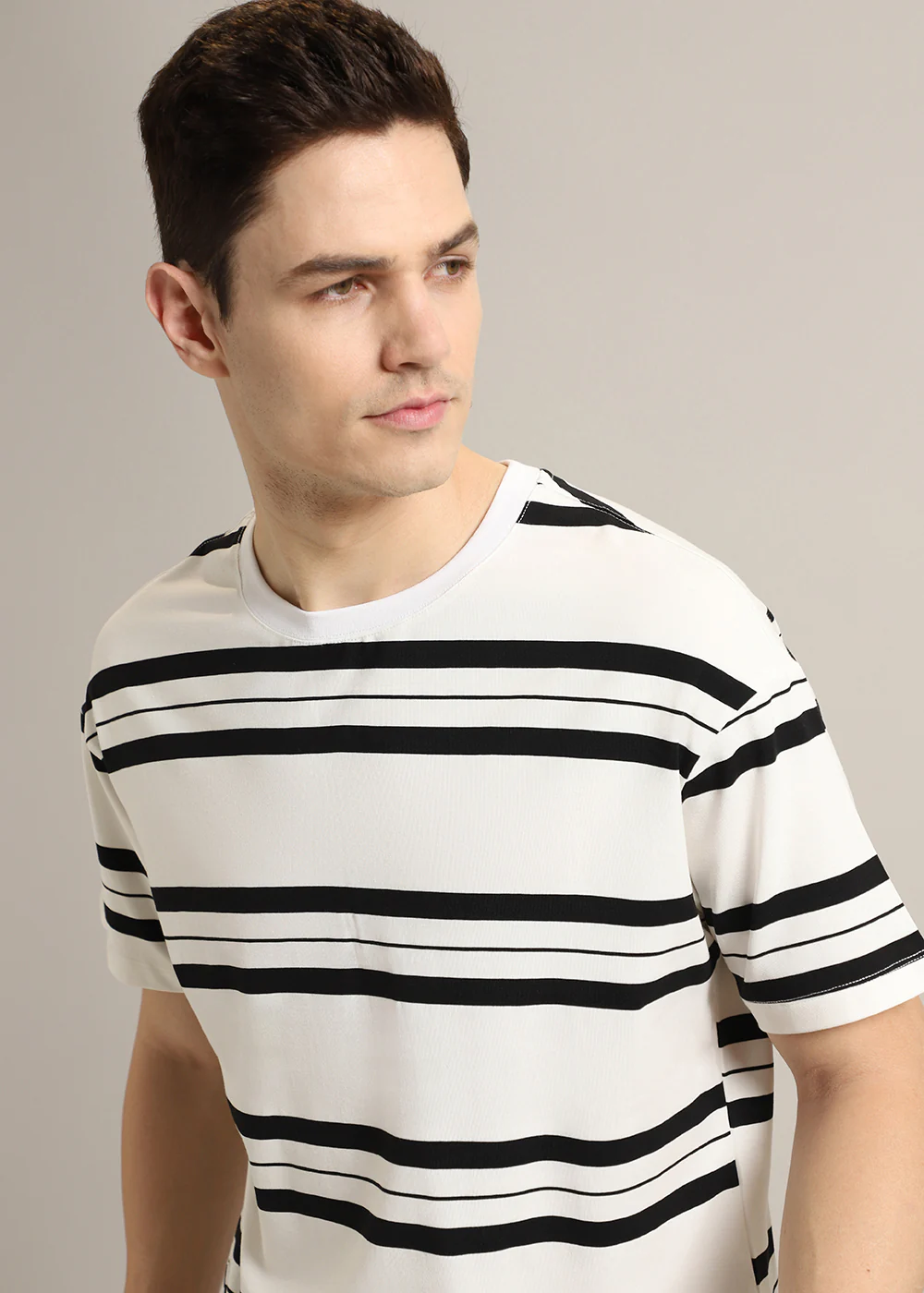 White And Black Stripe T-Shirt - Image 3