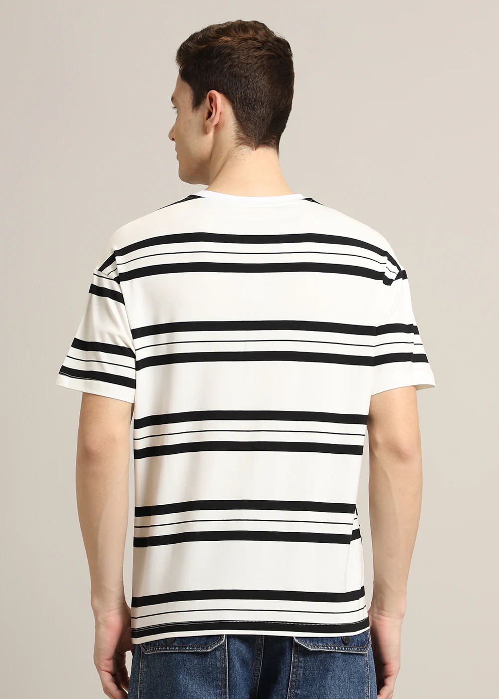 White And Black Stripe T-Shirt - Image 4