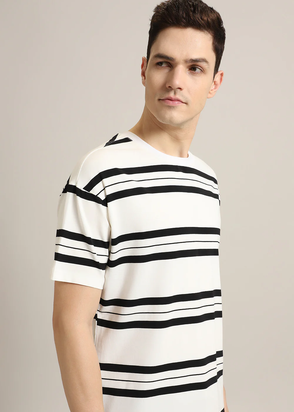 White And Black Stripe T-Shirt - Image 5