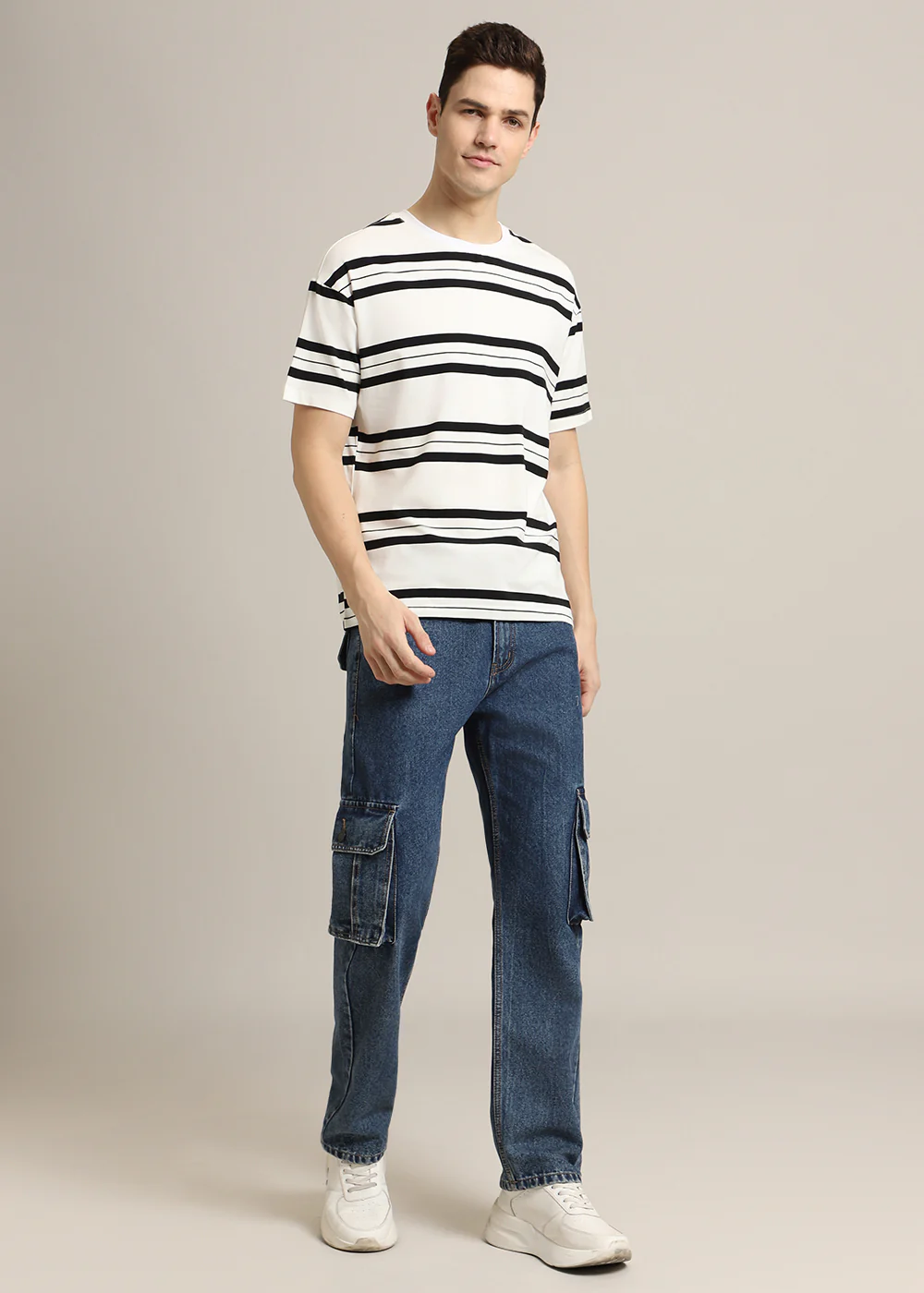 White And Black Stripe T-Shirt - Image 6