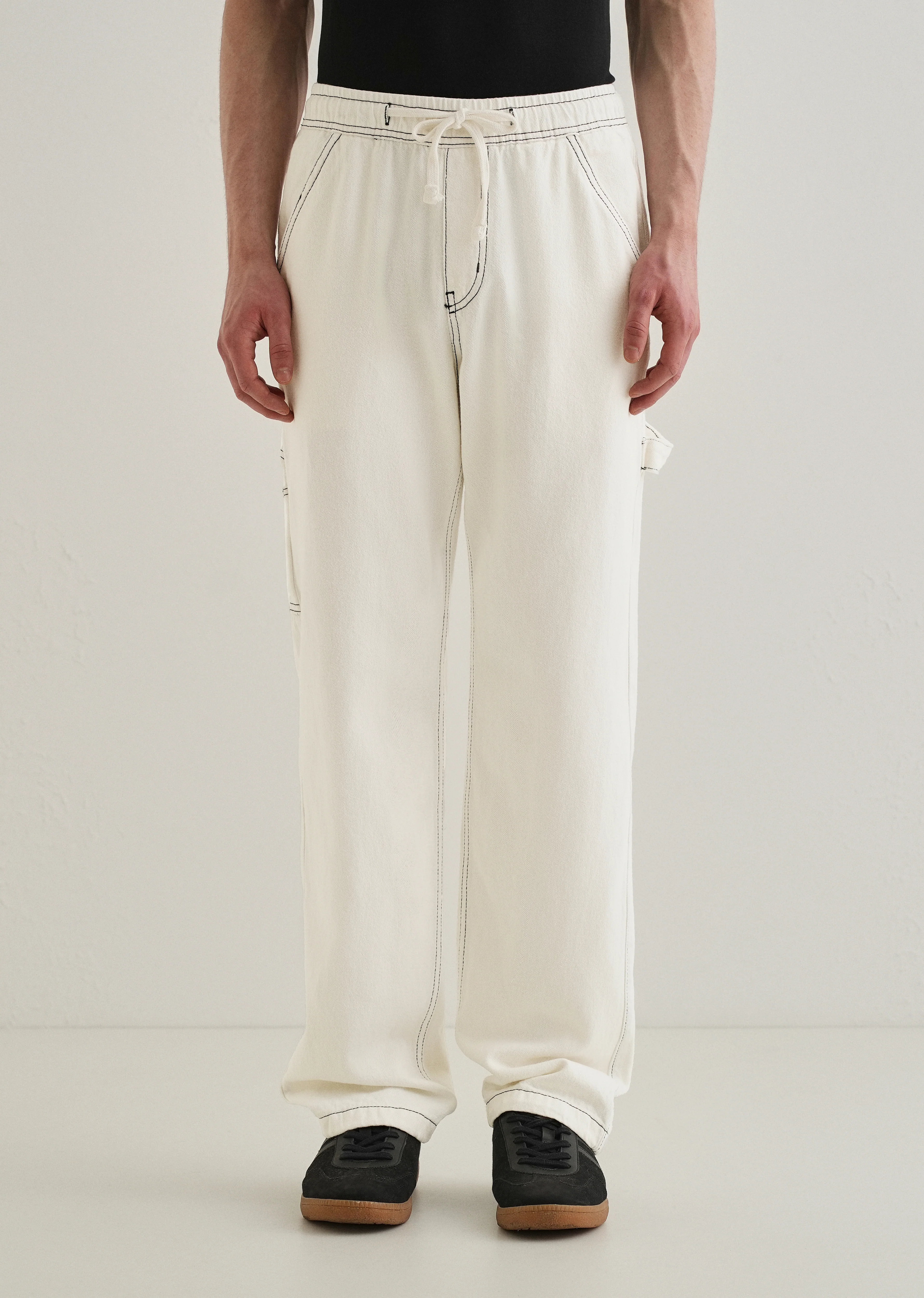 White Baggy Fit Carpenter Denim - Image 3