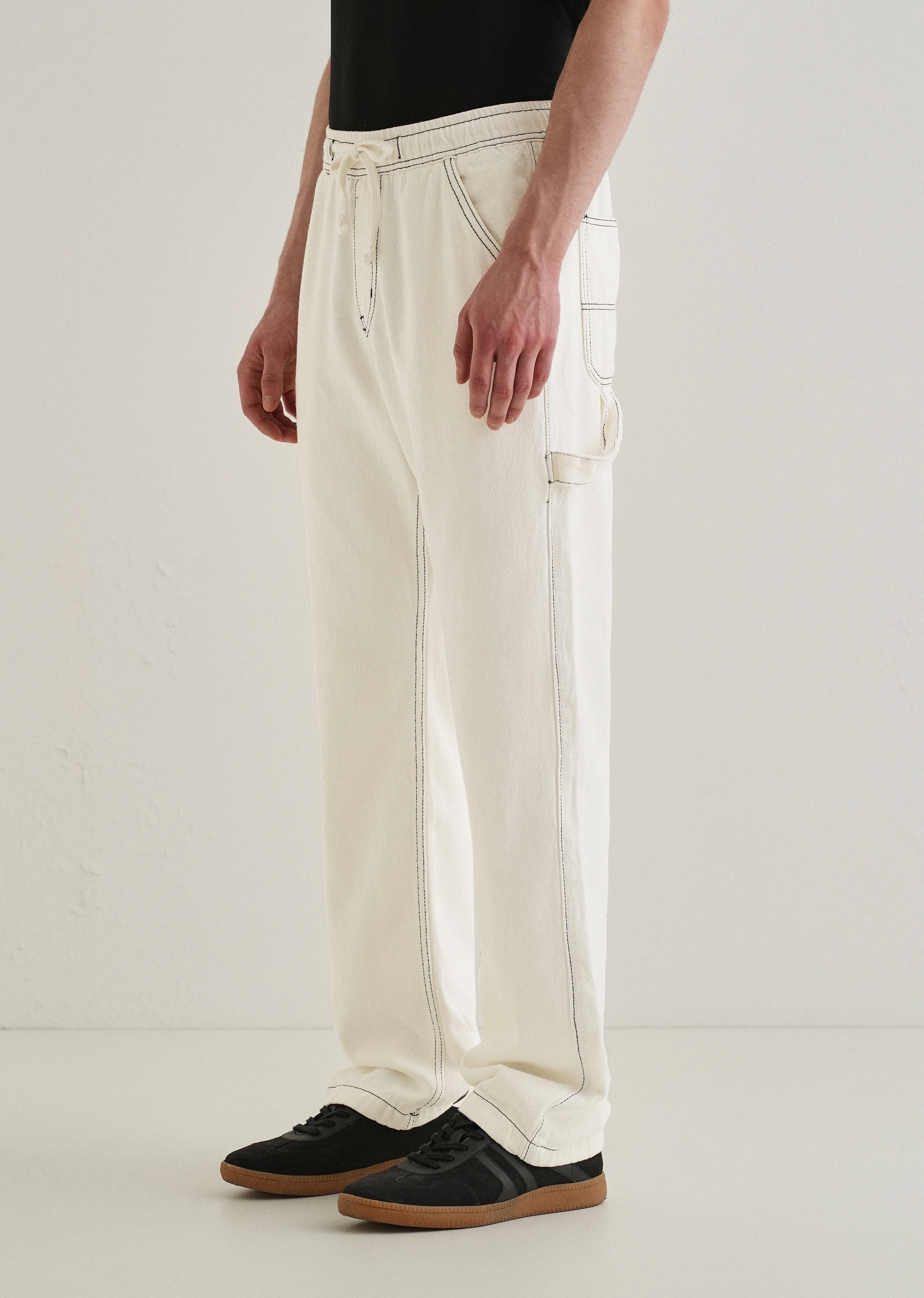 White Baggy Fit Carpenter Denim - Image 4