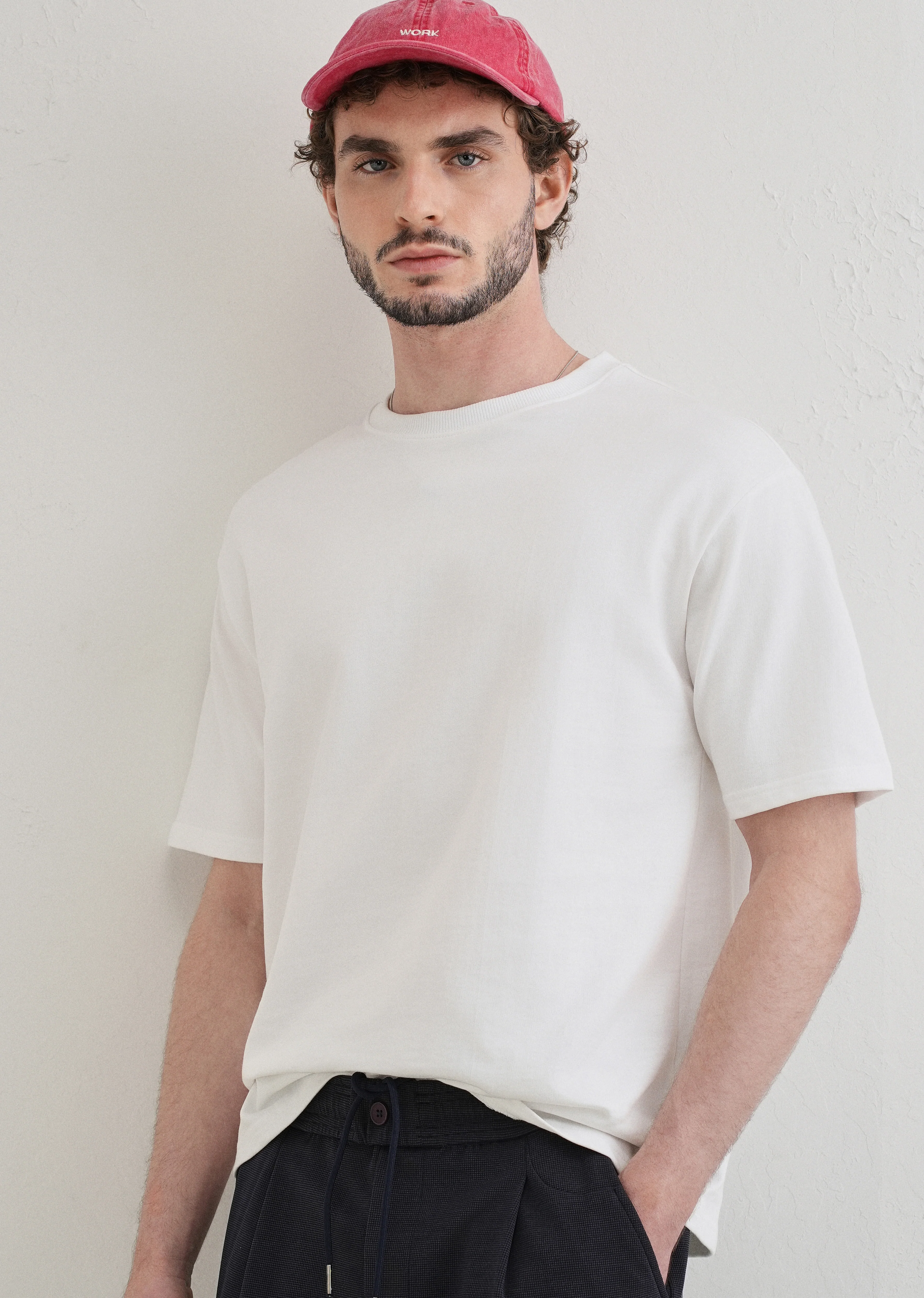 White Basic Relaxed Fit T-shirt - Image 7