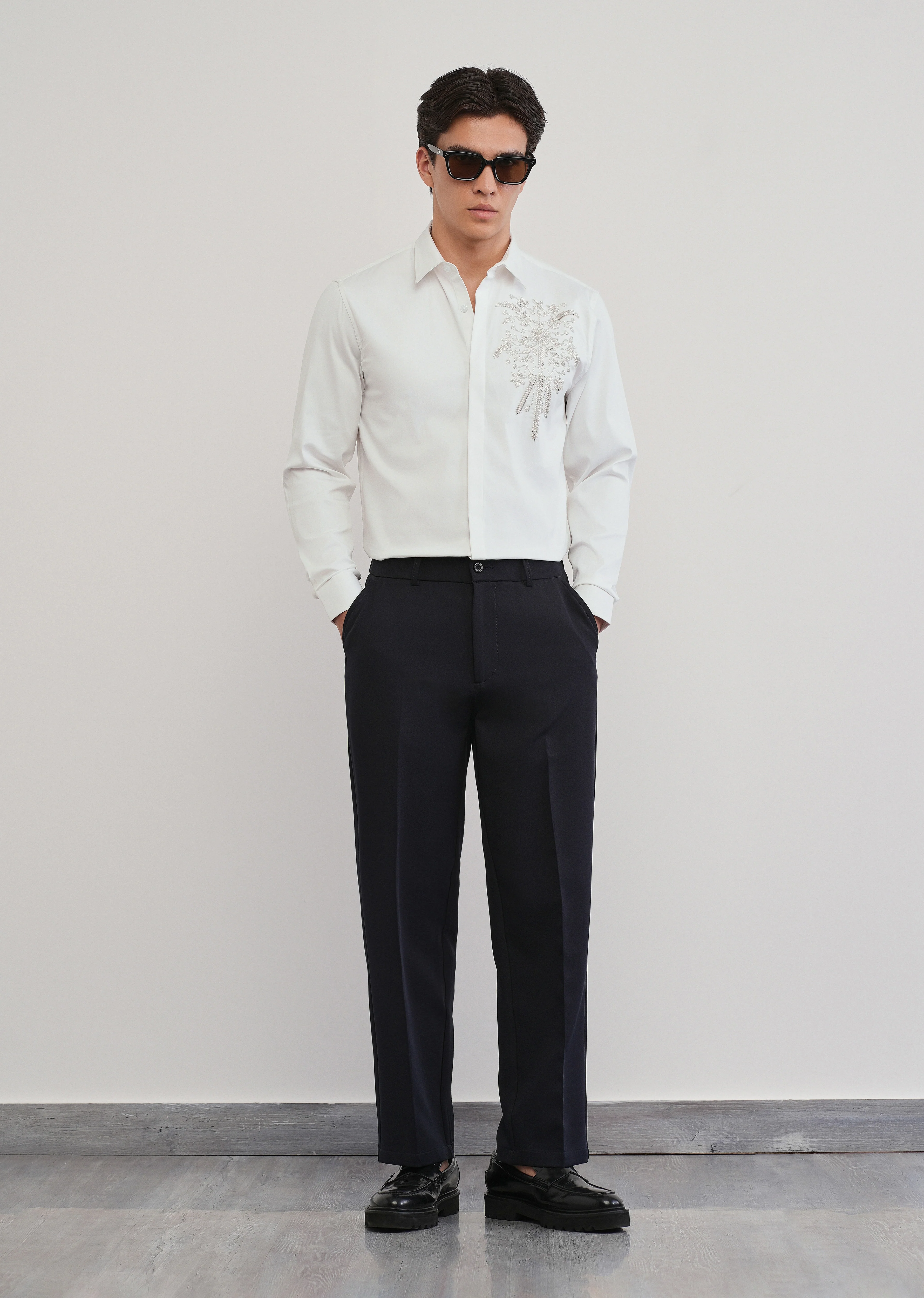 White Beadwork Designer Shirt - Image 6
