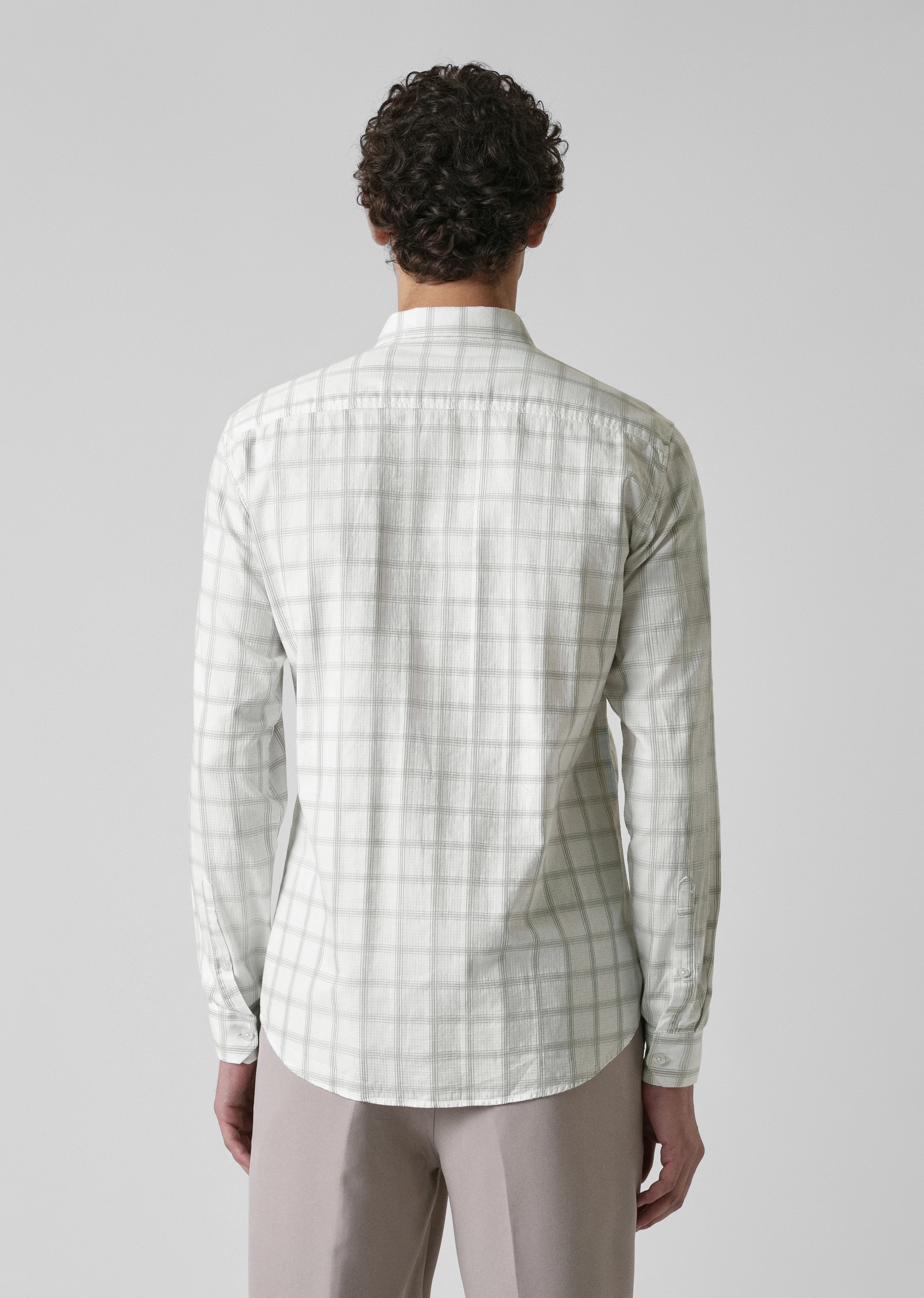 White Cotton Check Shirt - Image 2