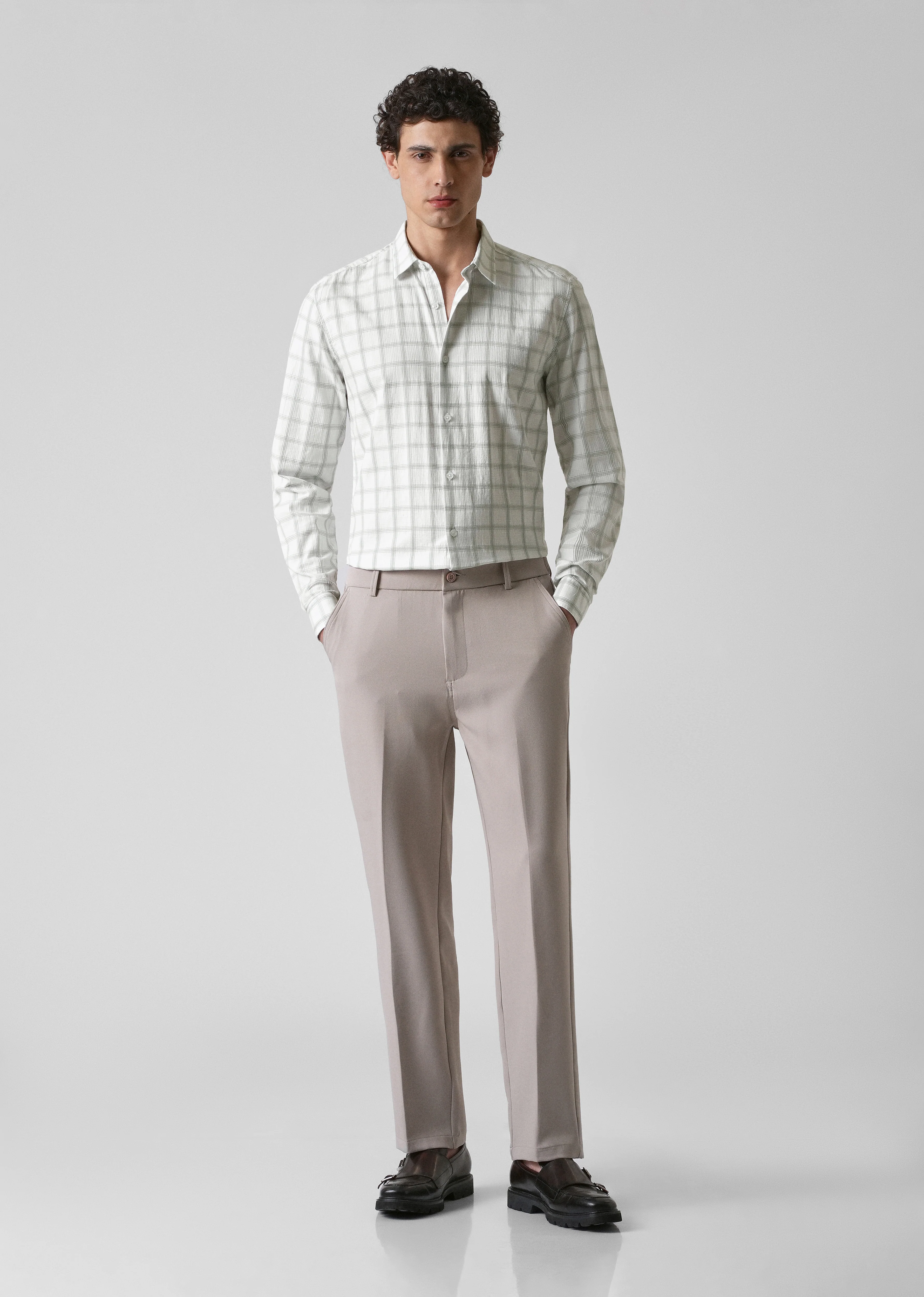 White Cotton Check Shirt - Image 6