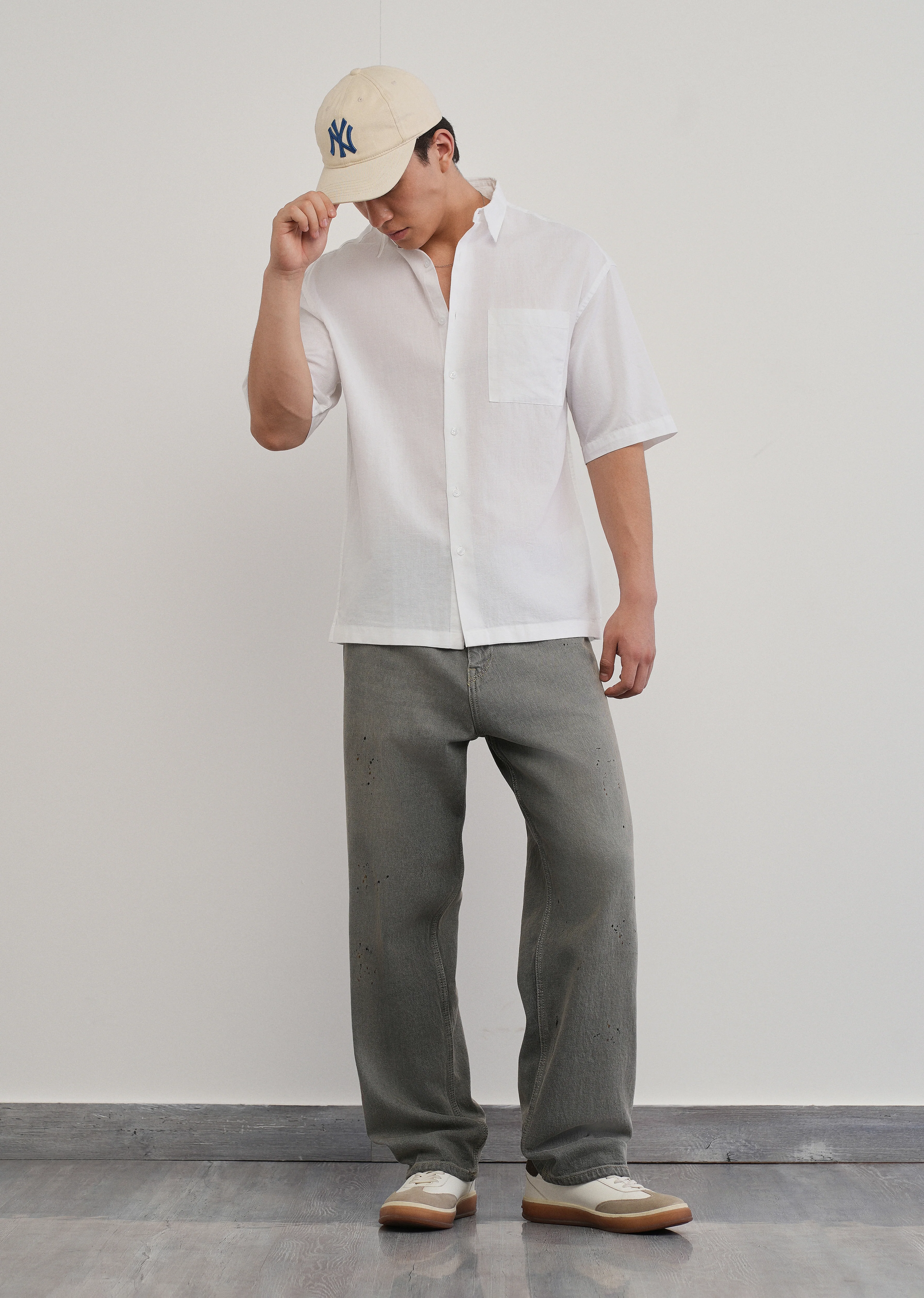 White Cotton Linen Half Sleeve Shirt - Image 6