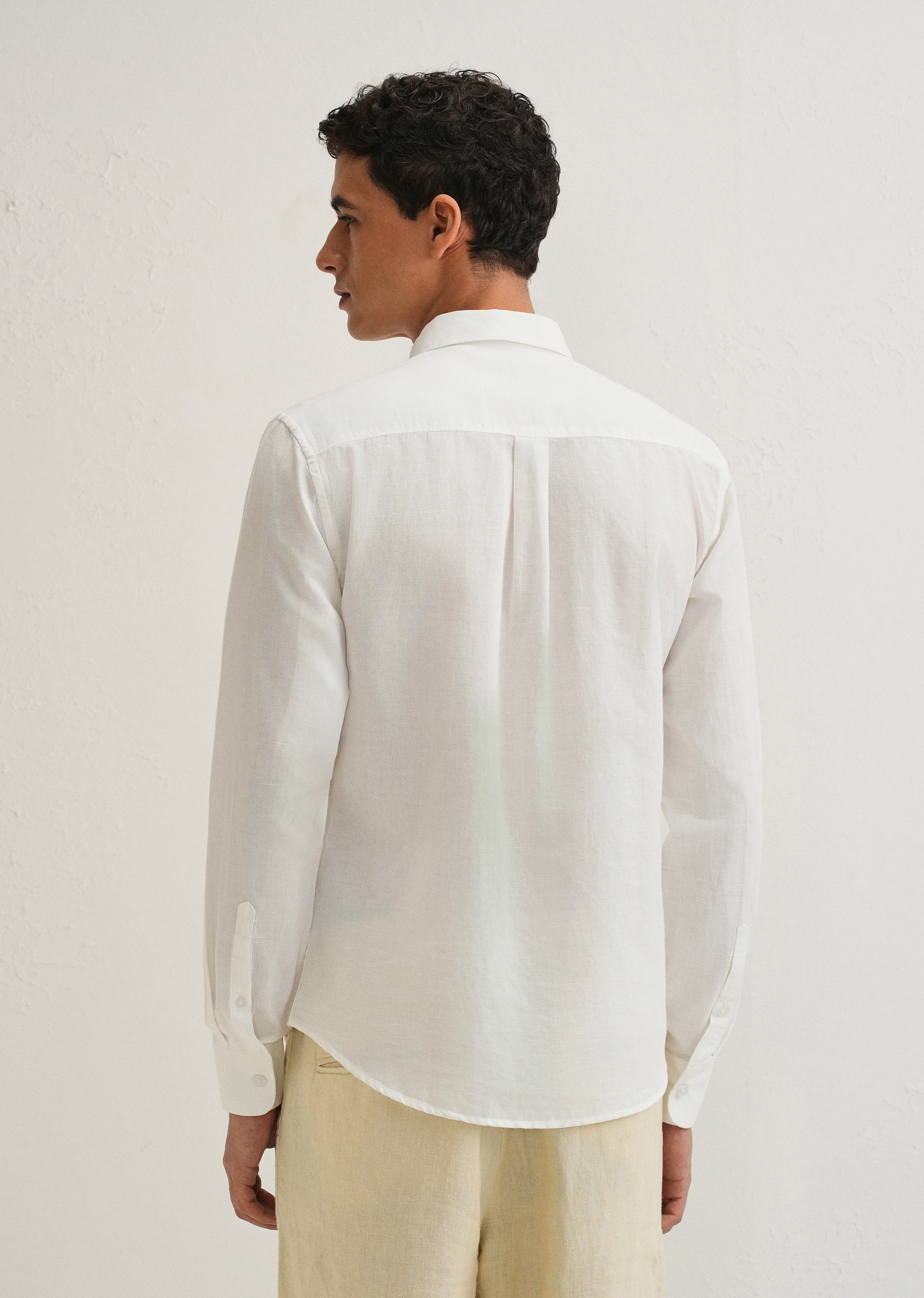 White Cotton Linen Shirt - Image 2