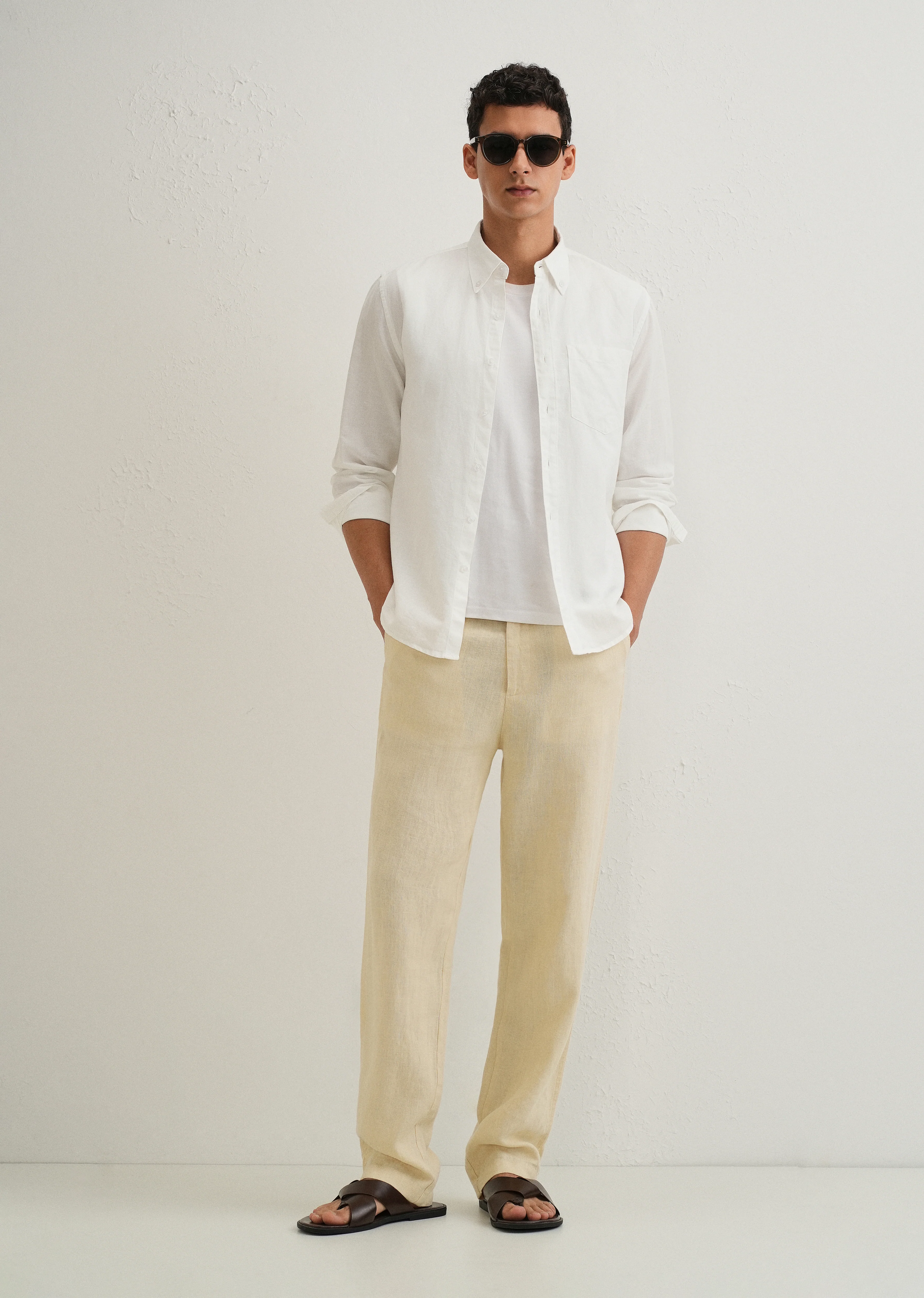 White Cotton Linen Shirt - Image 6
