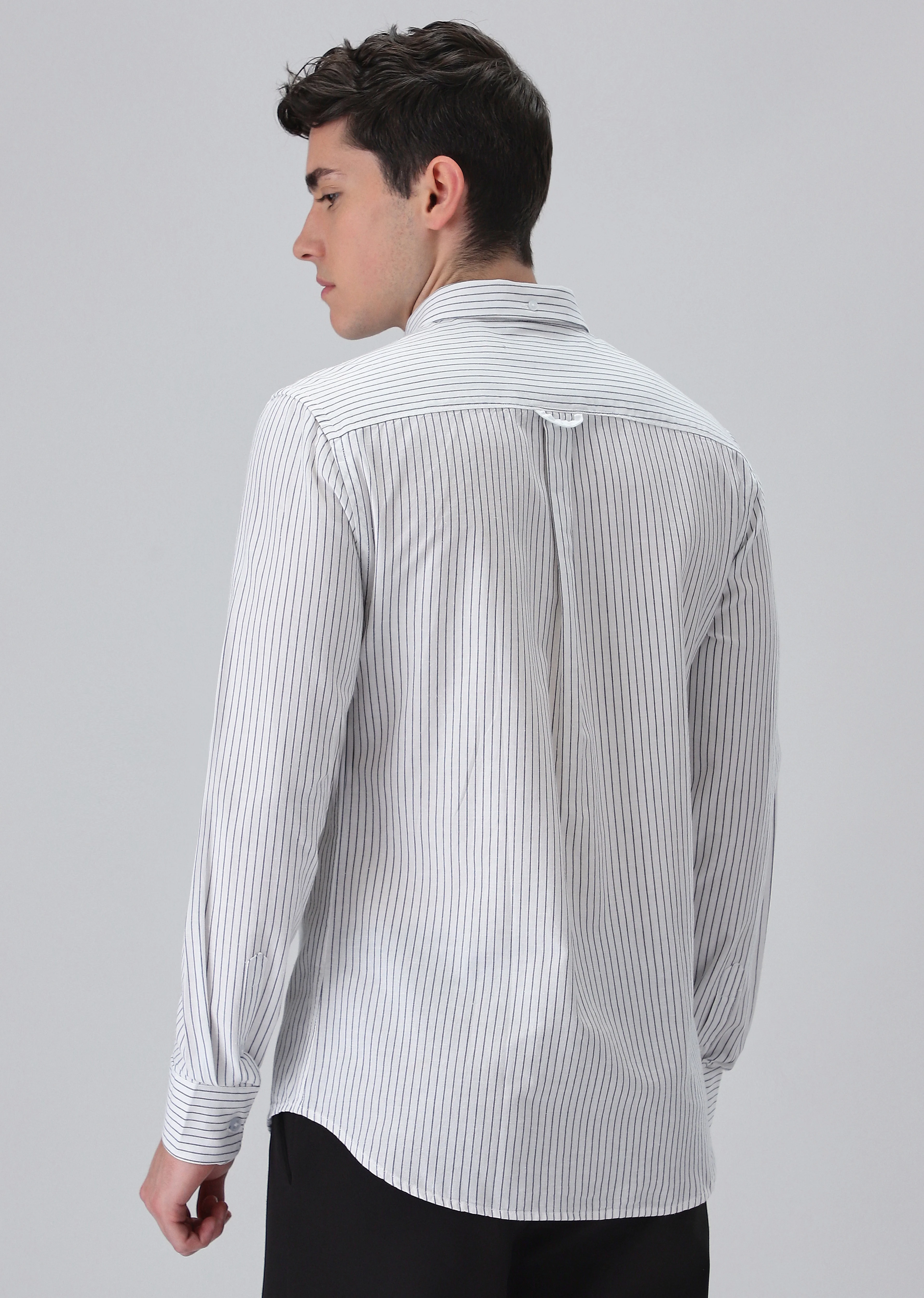 White Cotton Pin Stripe Shirt - Image 4