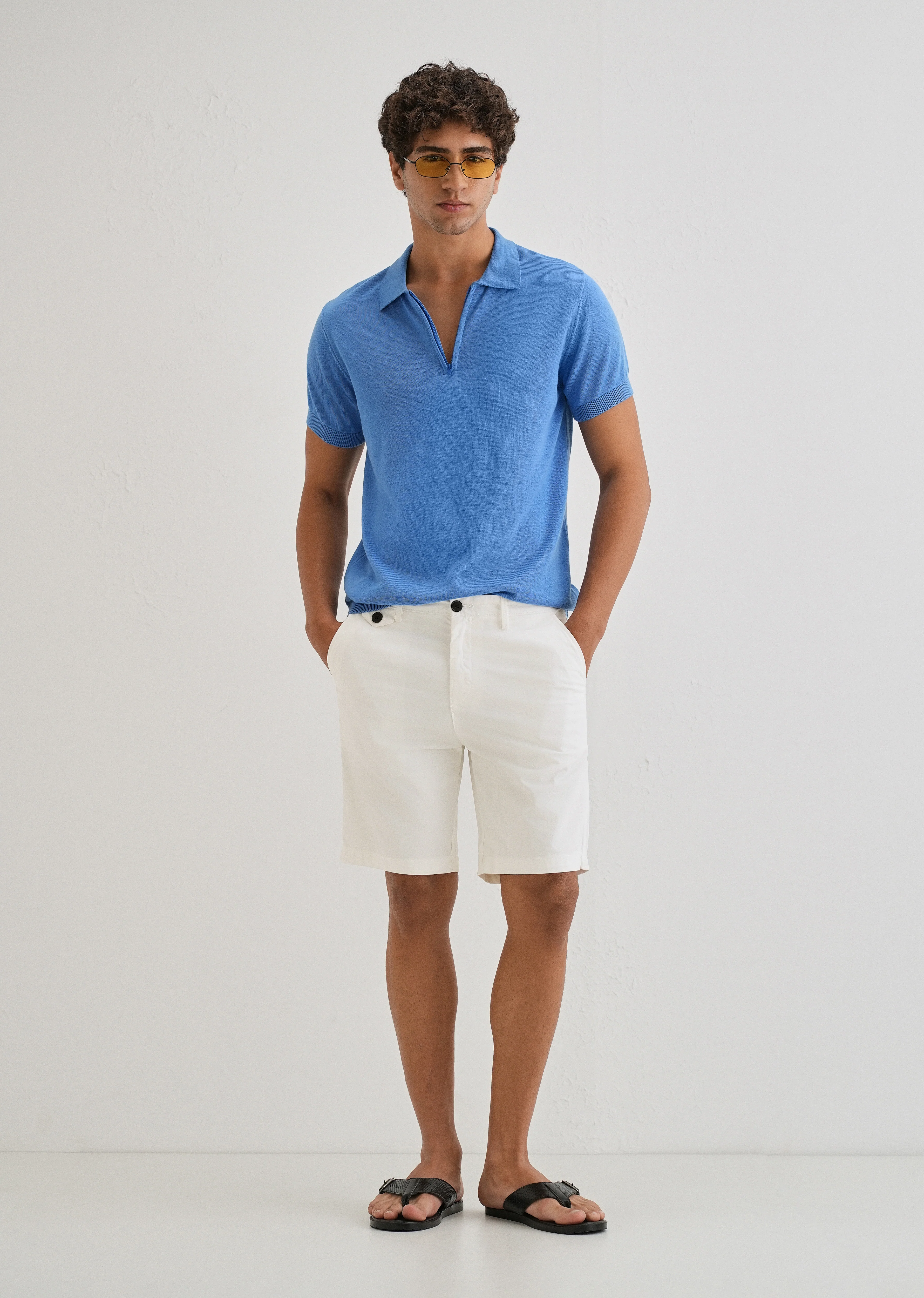 White Cotton Shorts - Image 6