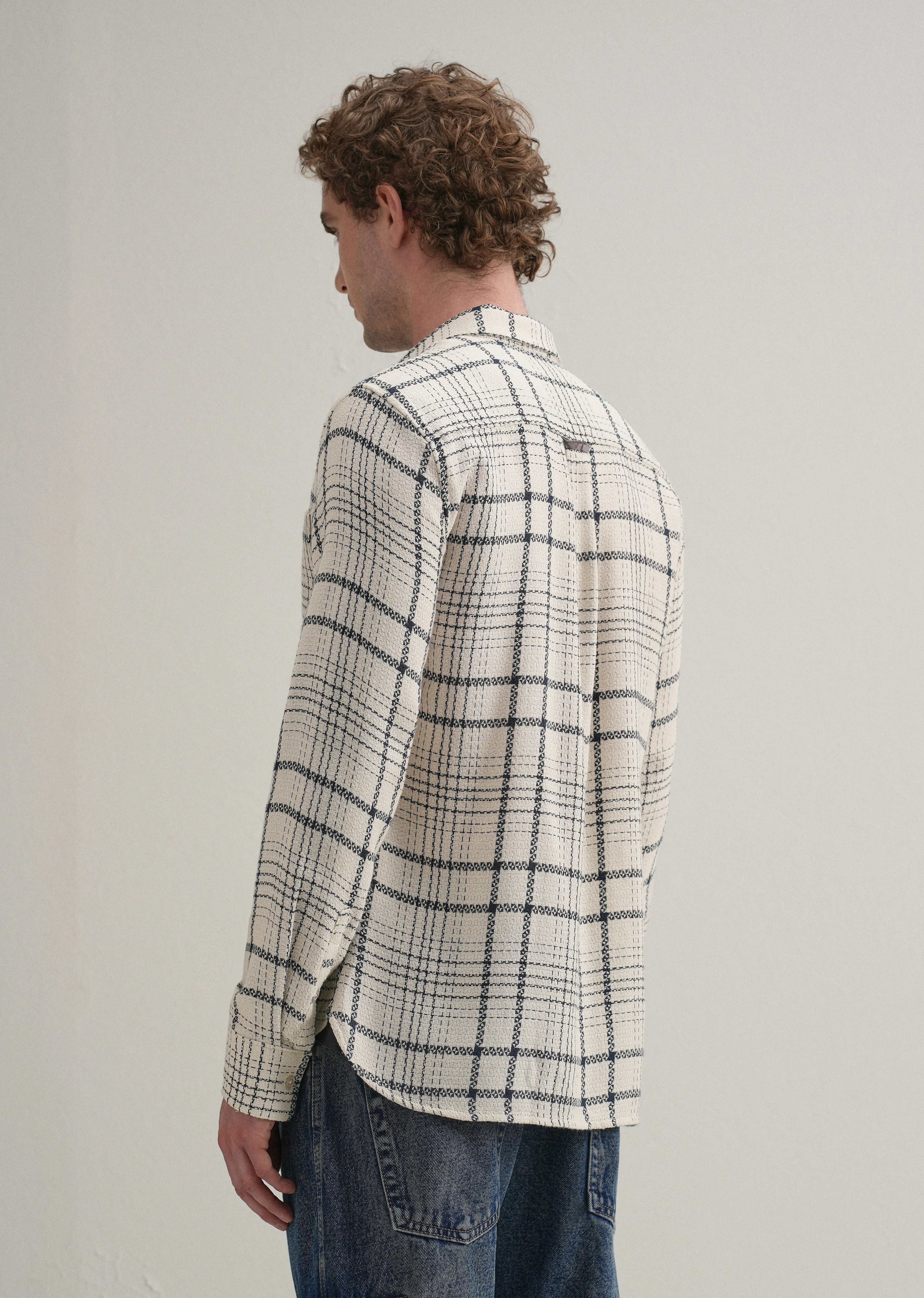 White Dobby Check Shirt - Image 3