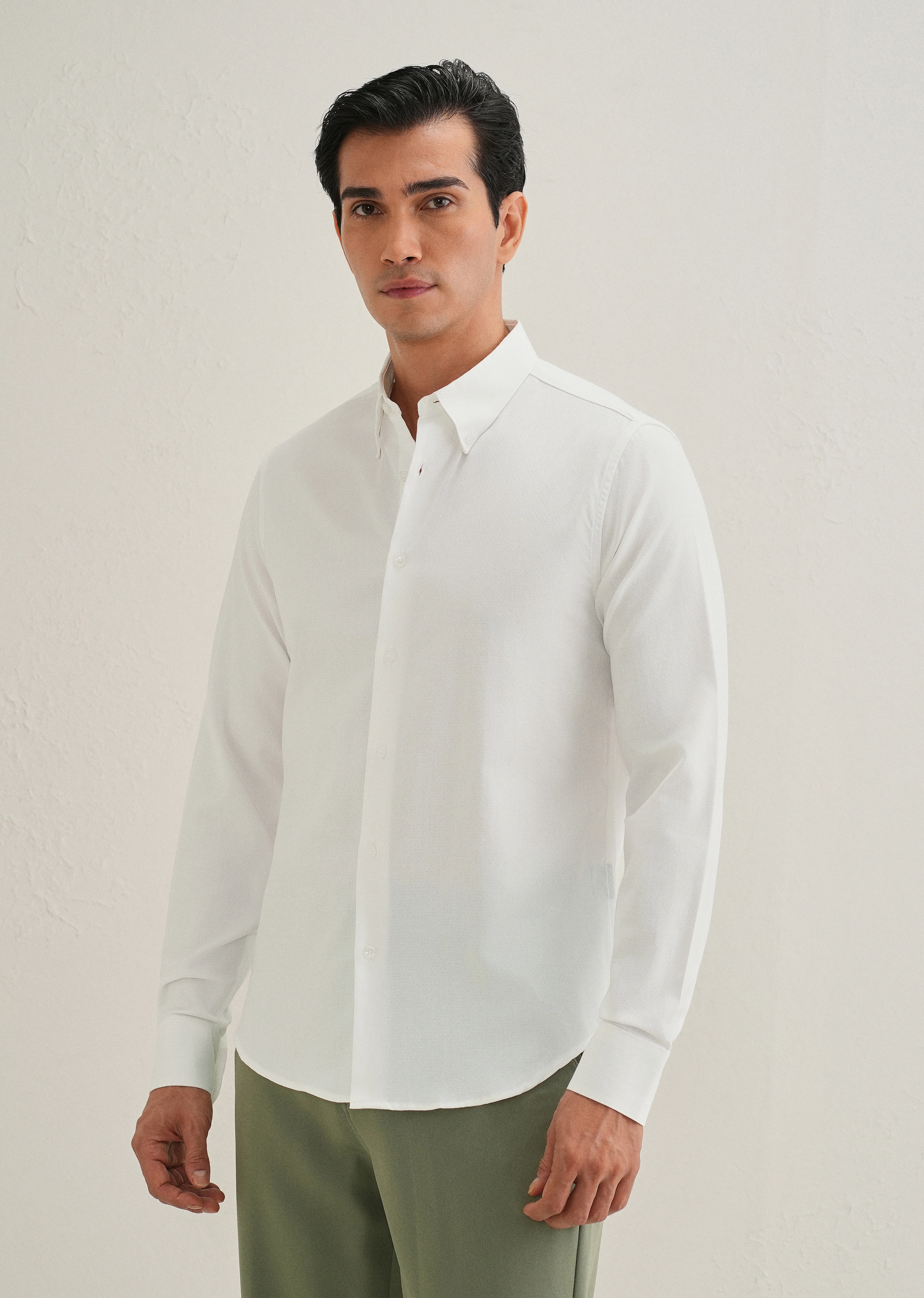 White Dobby Micro-Check Shirt - Image 3