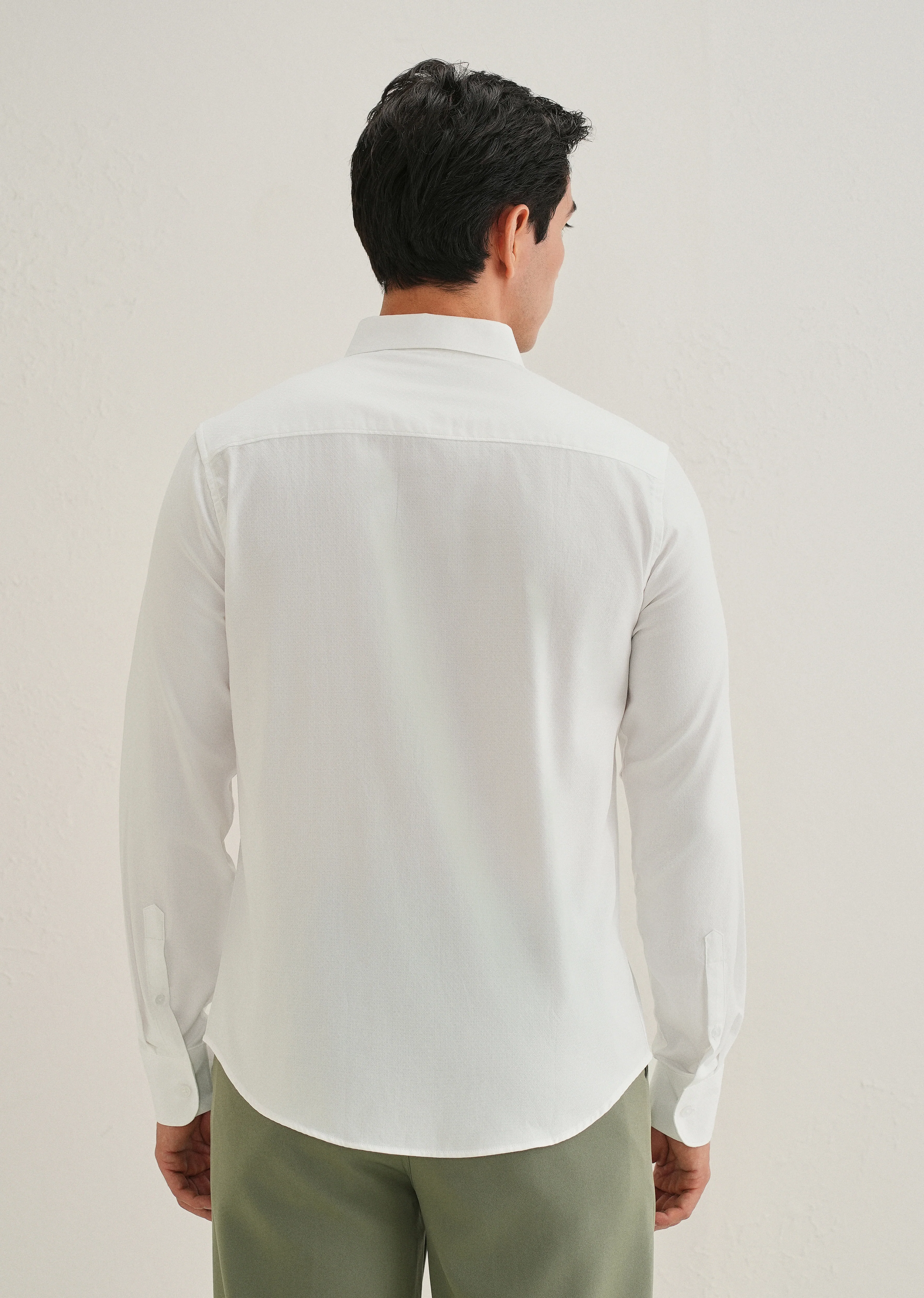 White Dobby Micro-Check Shirt - Image 4