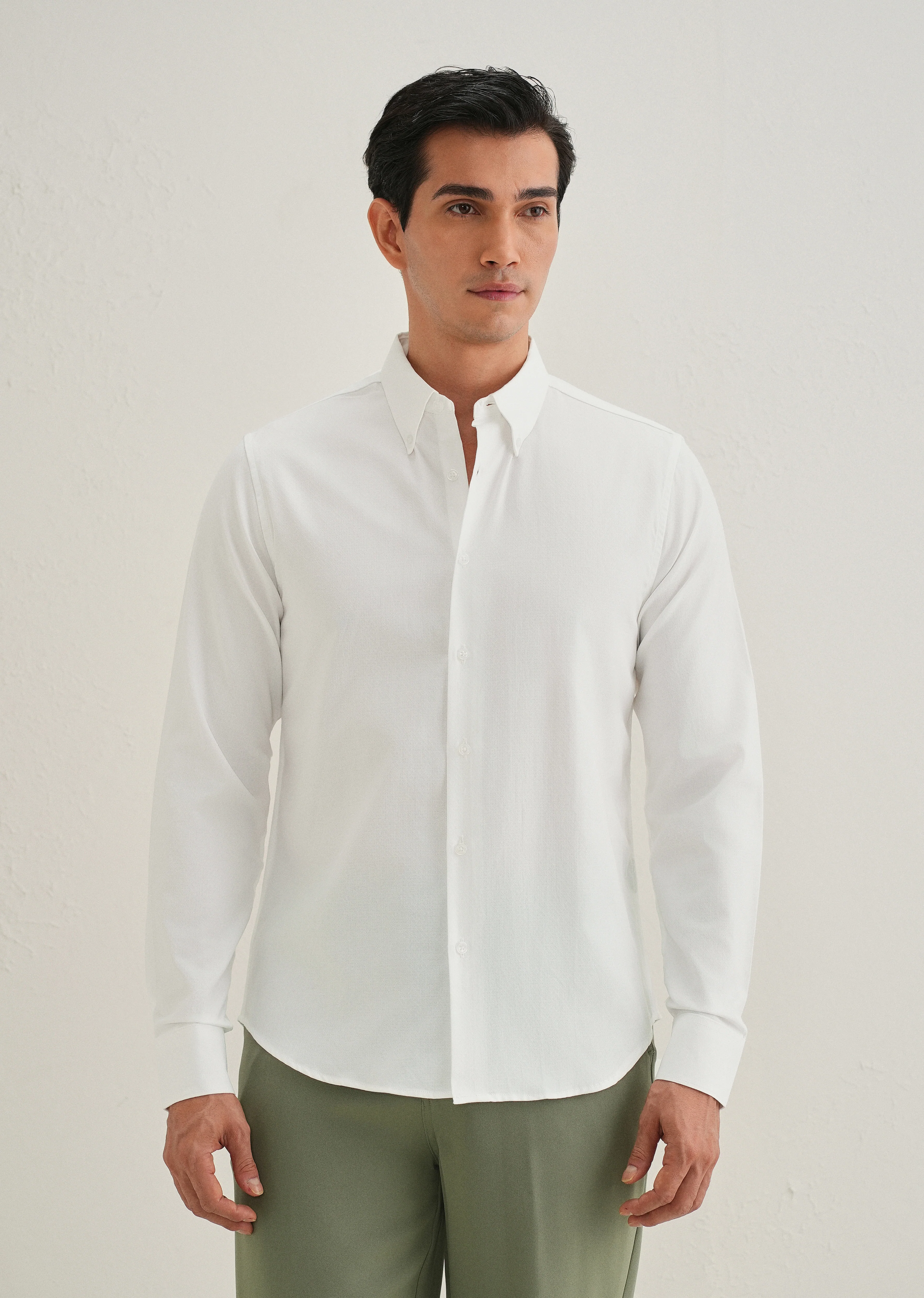White Dobby Micro-Check Shirt - Image 5