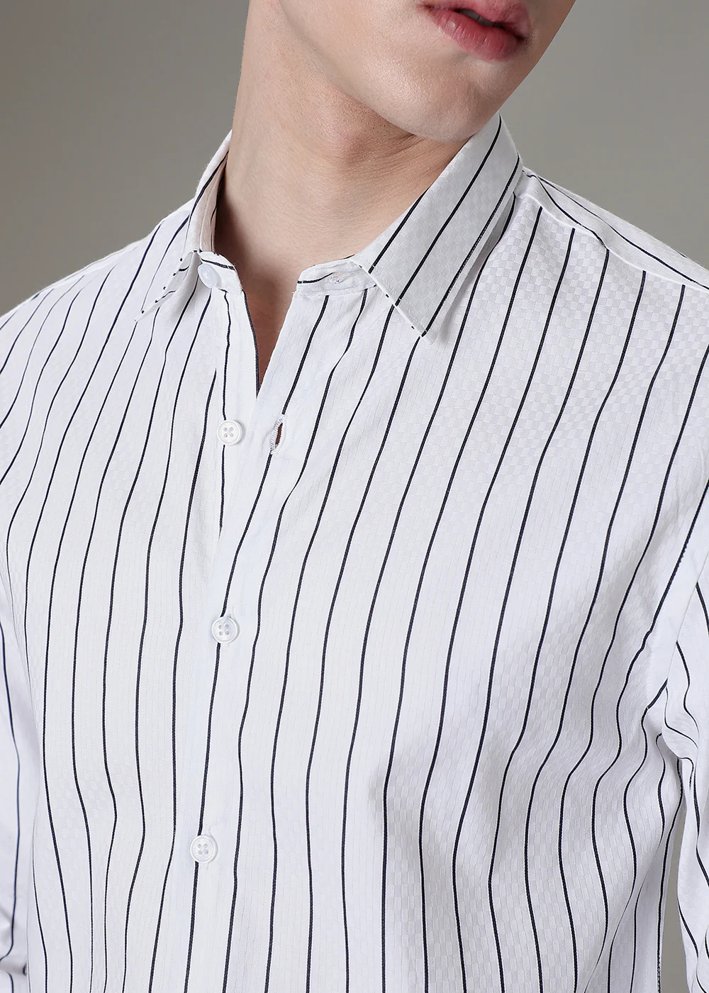 White Dobby Stripe Shirt - Image 2