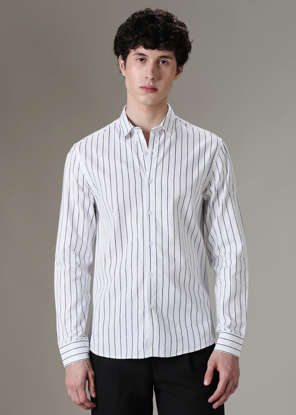 White Dobby Stripe Shirt - Image 3
