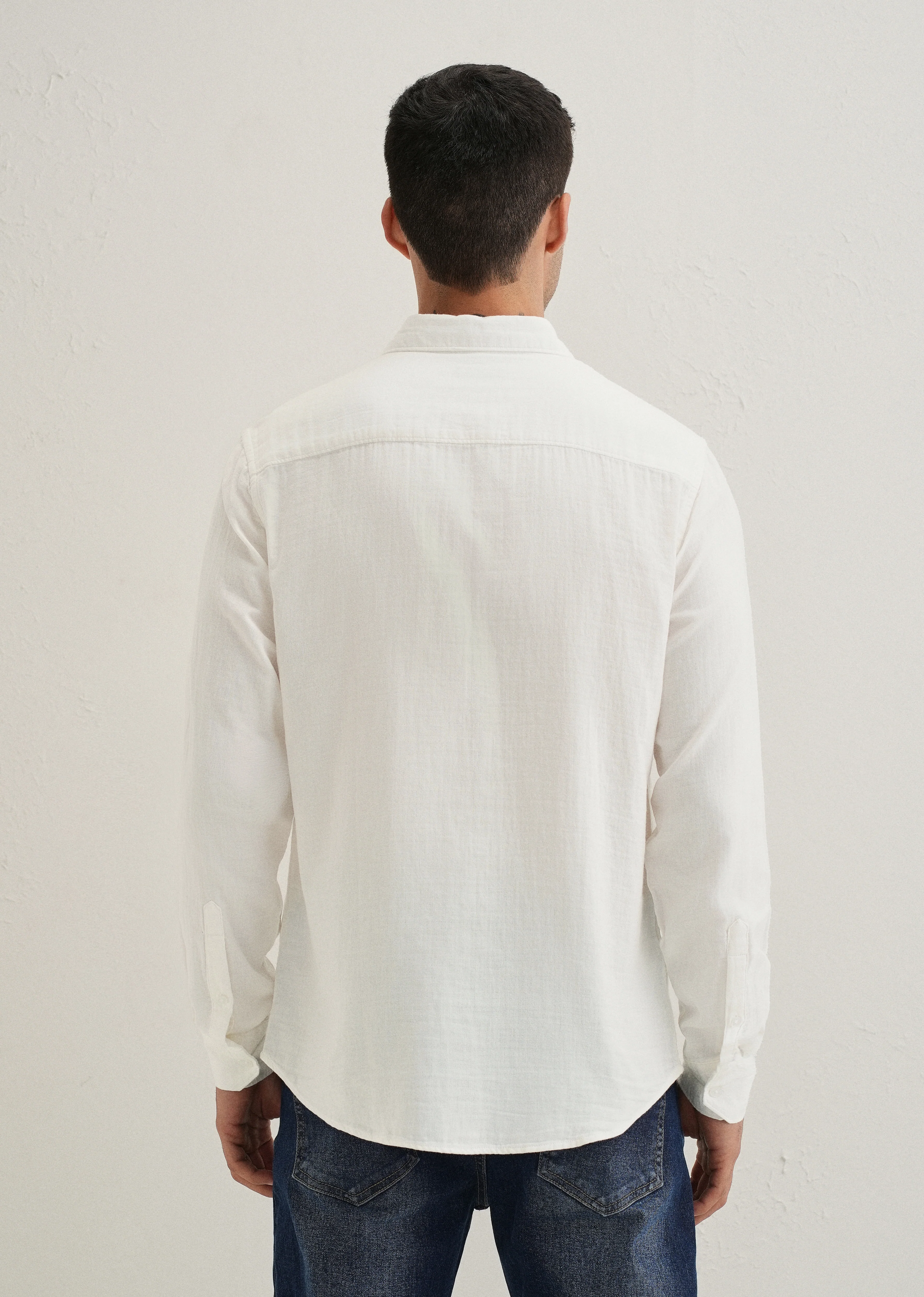 White Double Cloth Cotton Shirt - Image 2