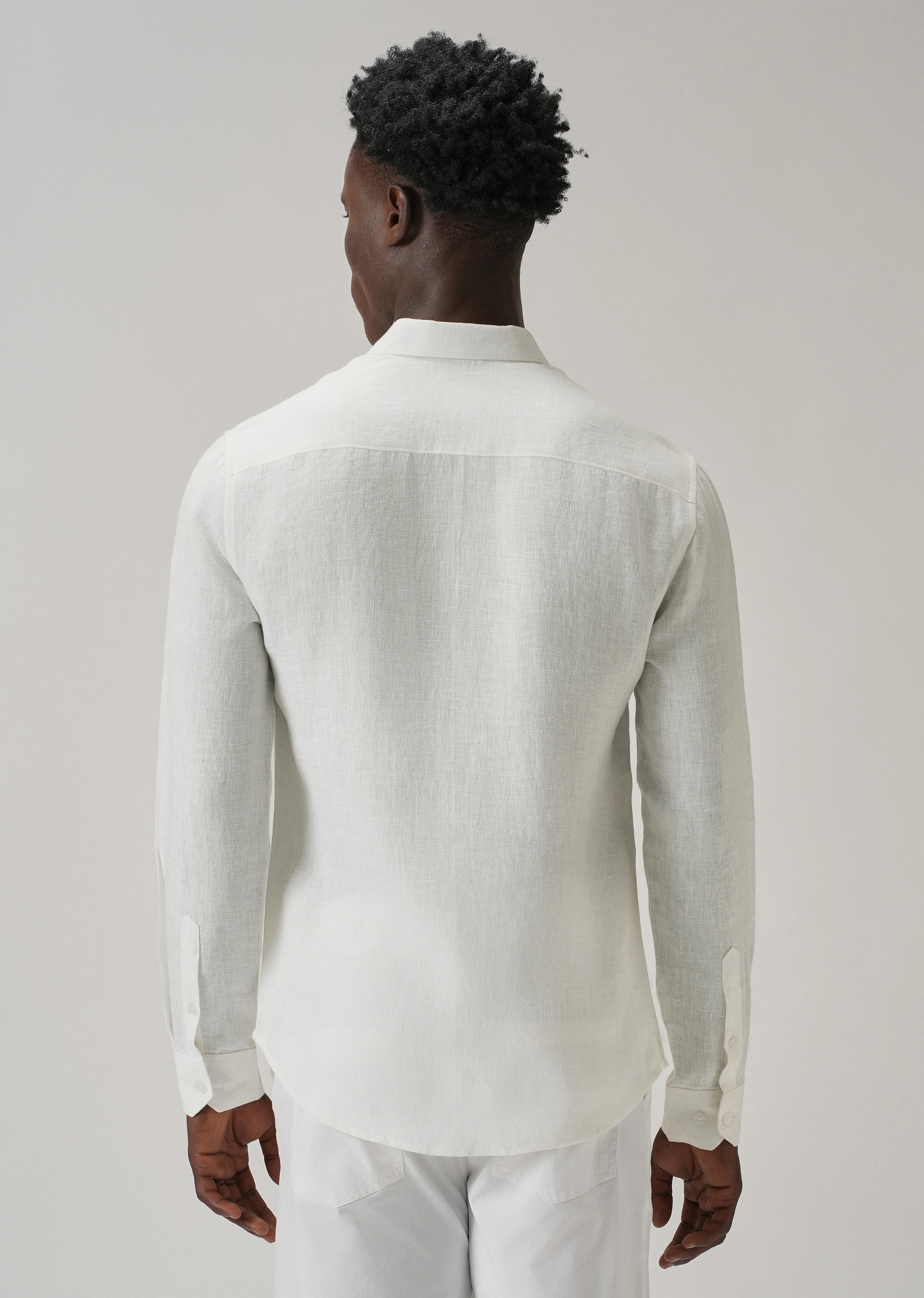 White Double Pocket 100% Pure Irish Linen Shirt - Image 3