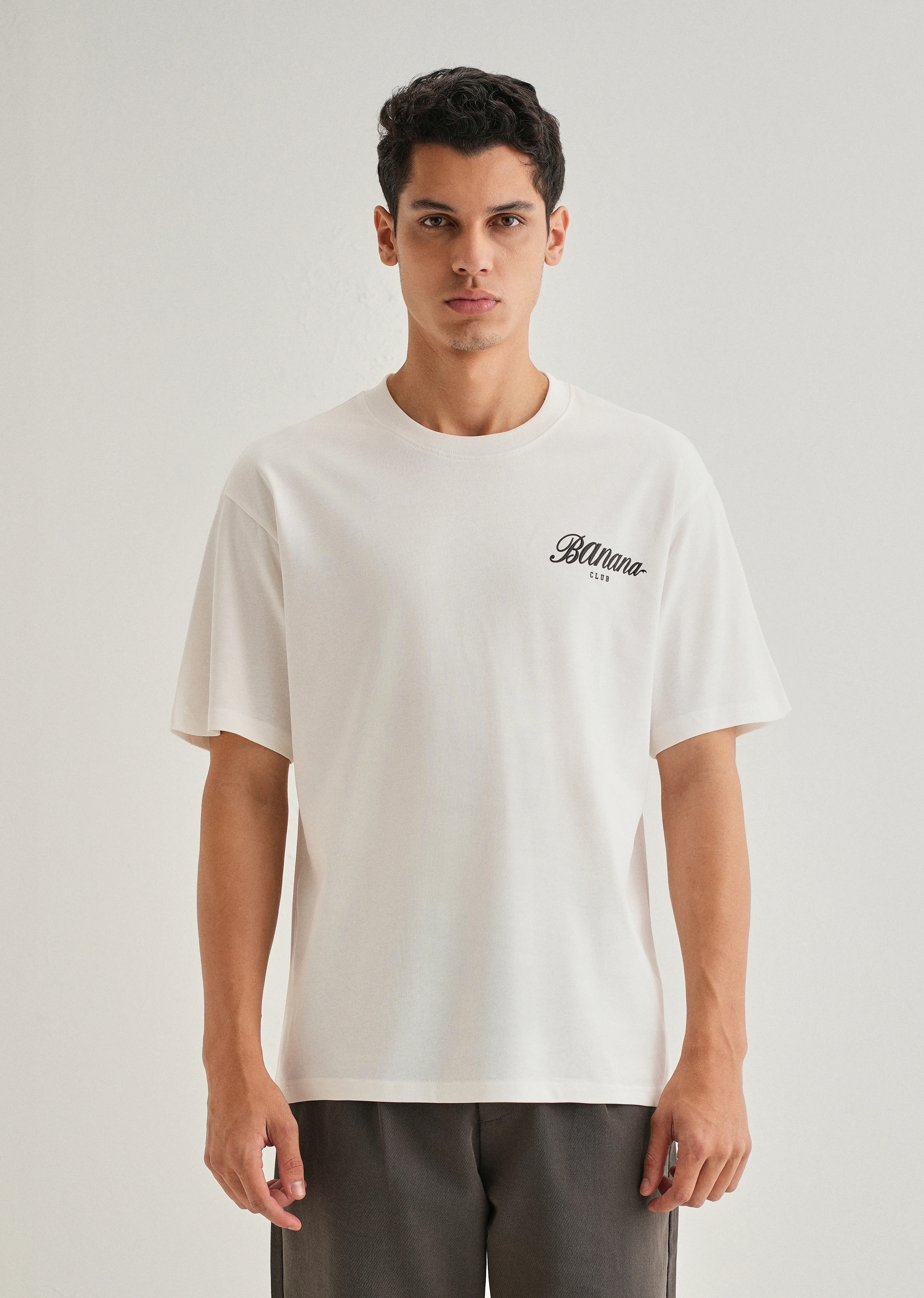 White Embossed Printed Oversized T-shirt - Image 2