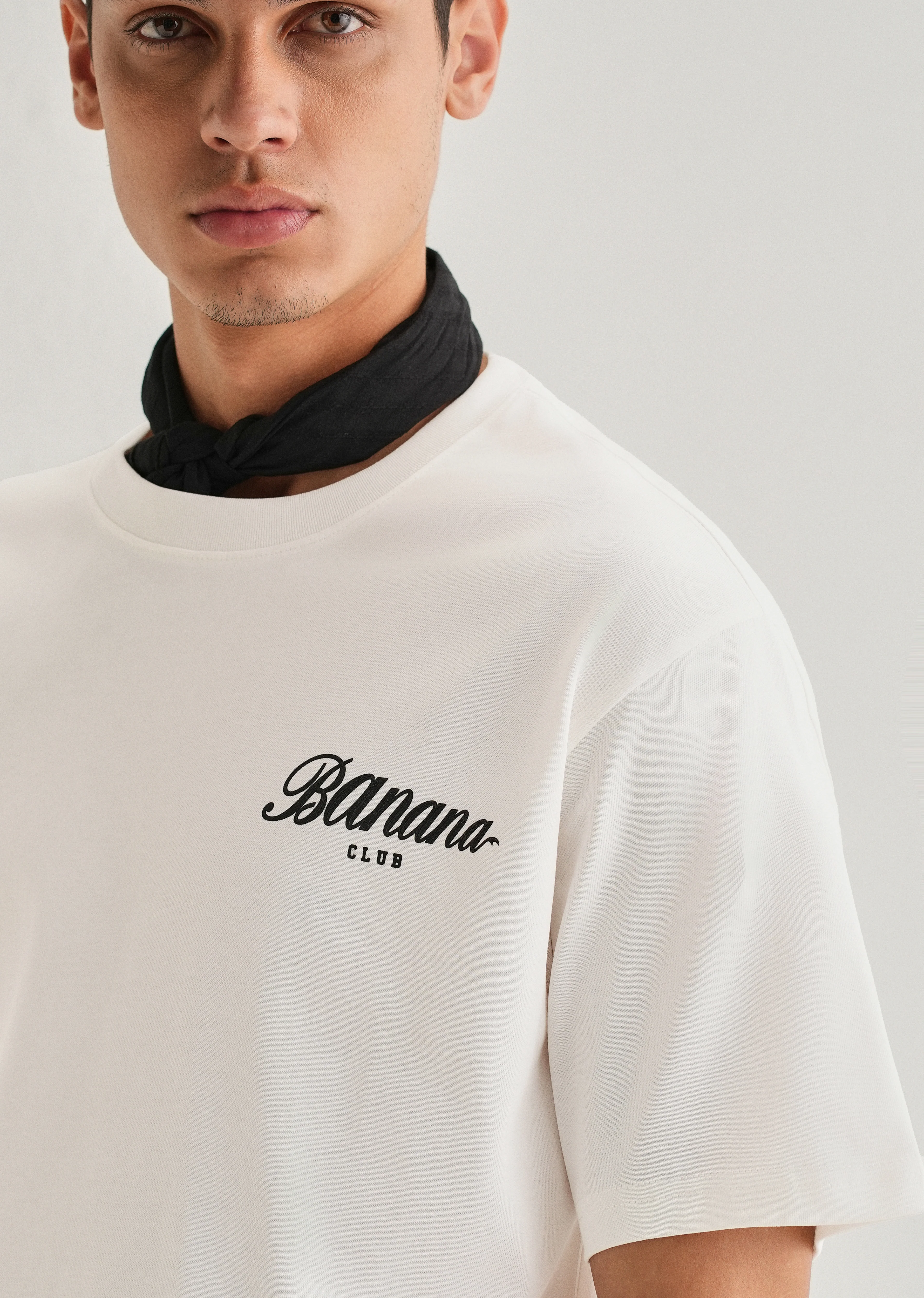 White Embossed Printed Oversized T-shirt - Image 5