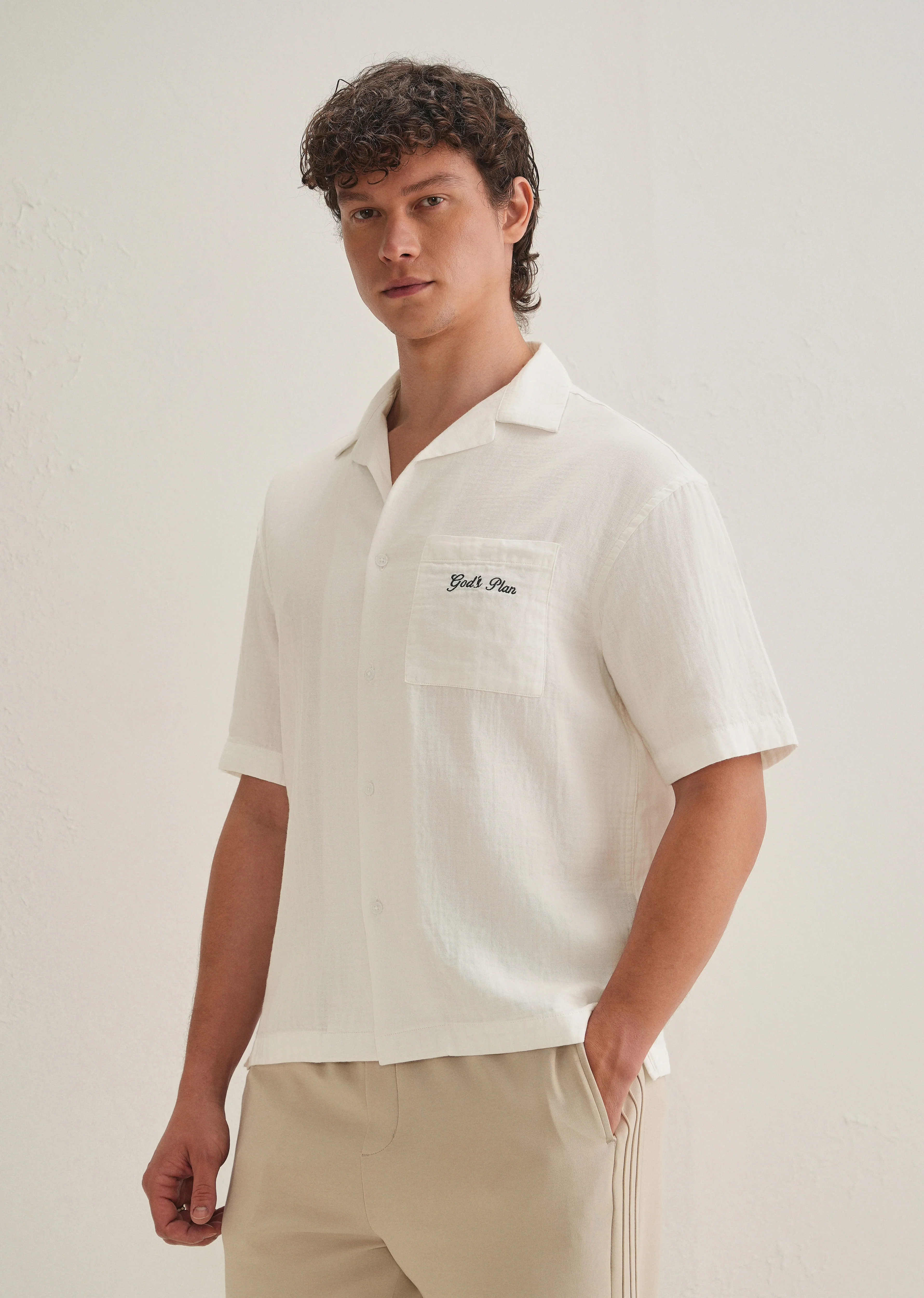 White Embroidered Double Cloth Cotton Shirt - Image 5