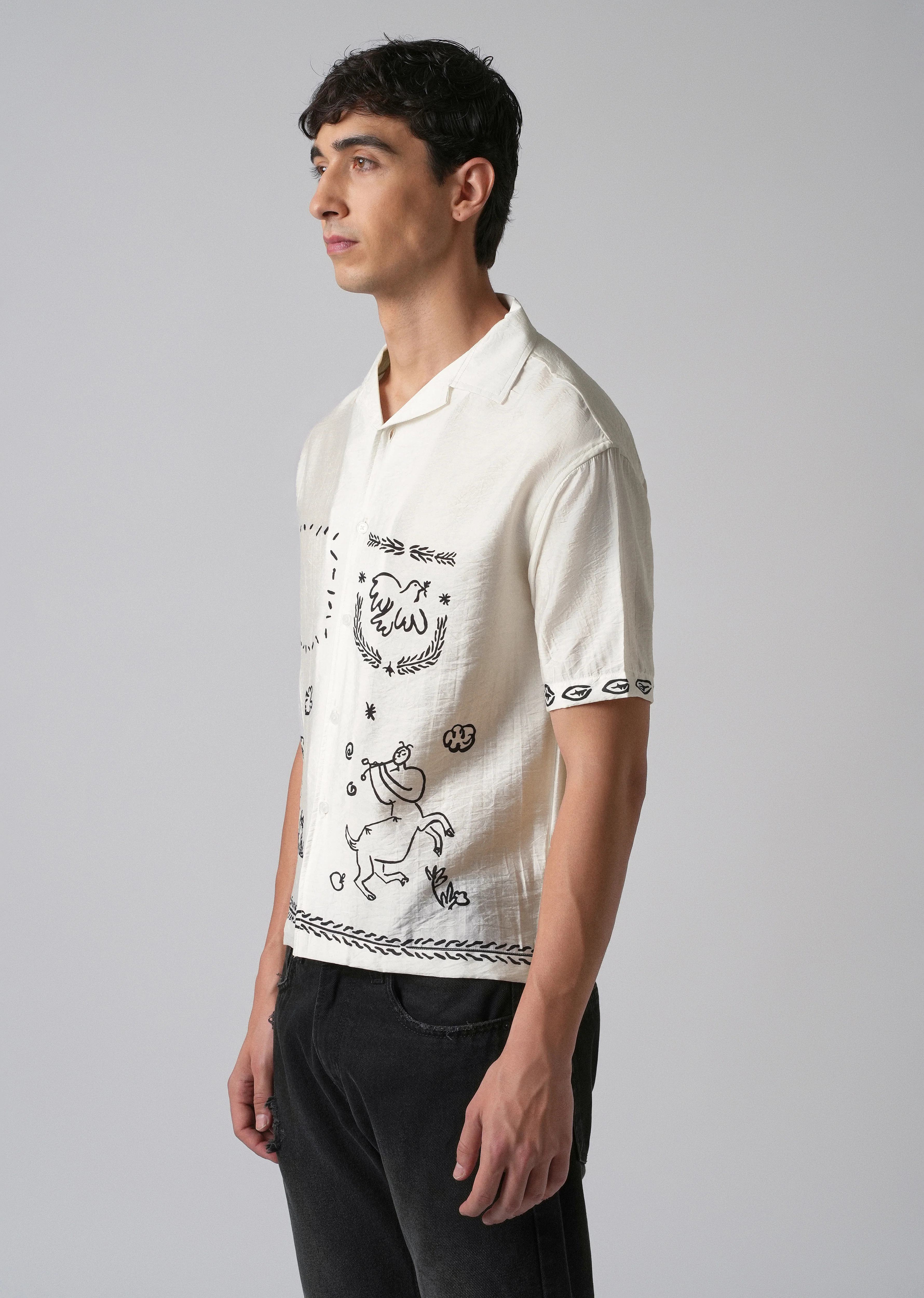 White Folk Print Shirt - Image 3