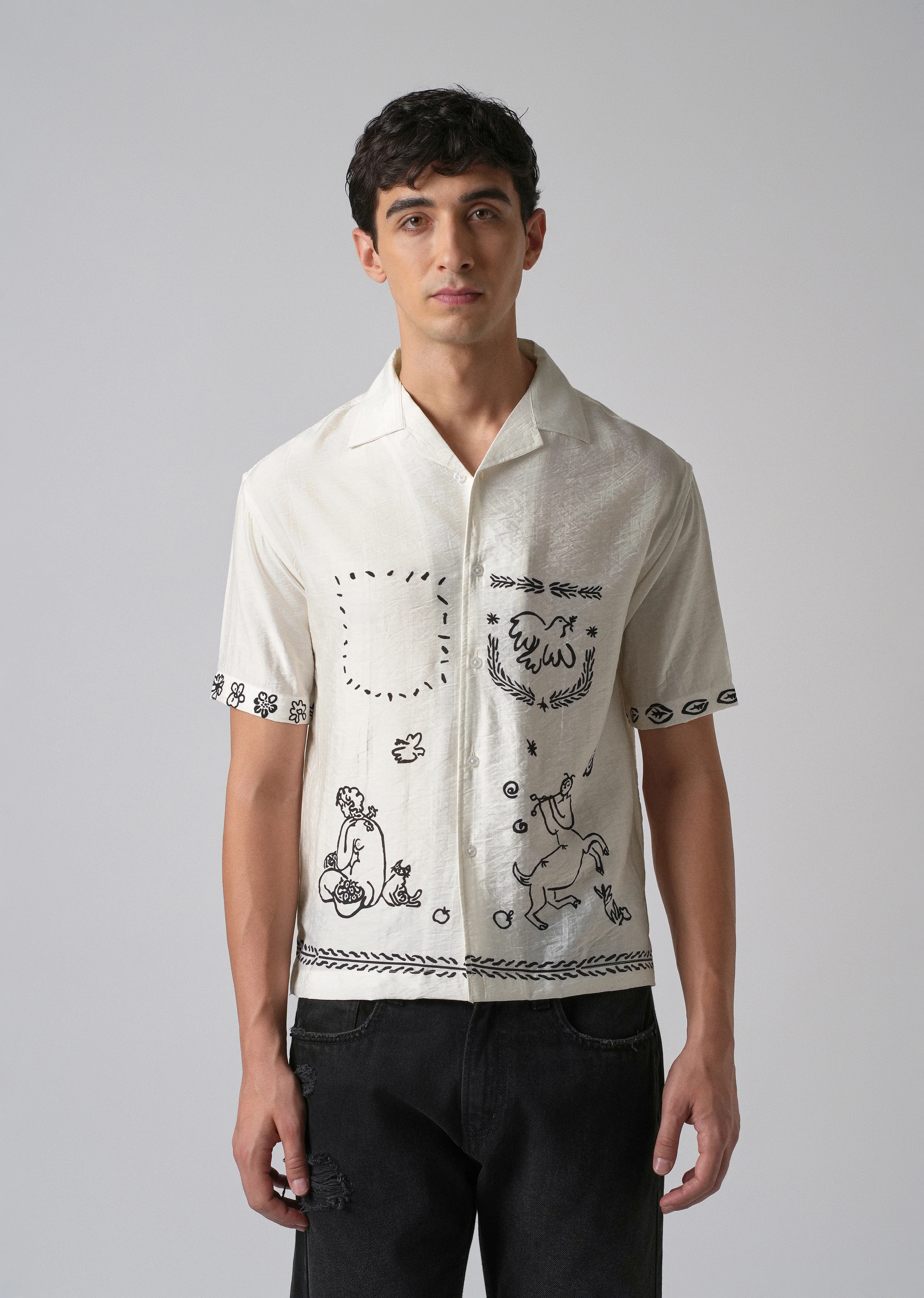 White Folk Print Shirt - Image 4