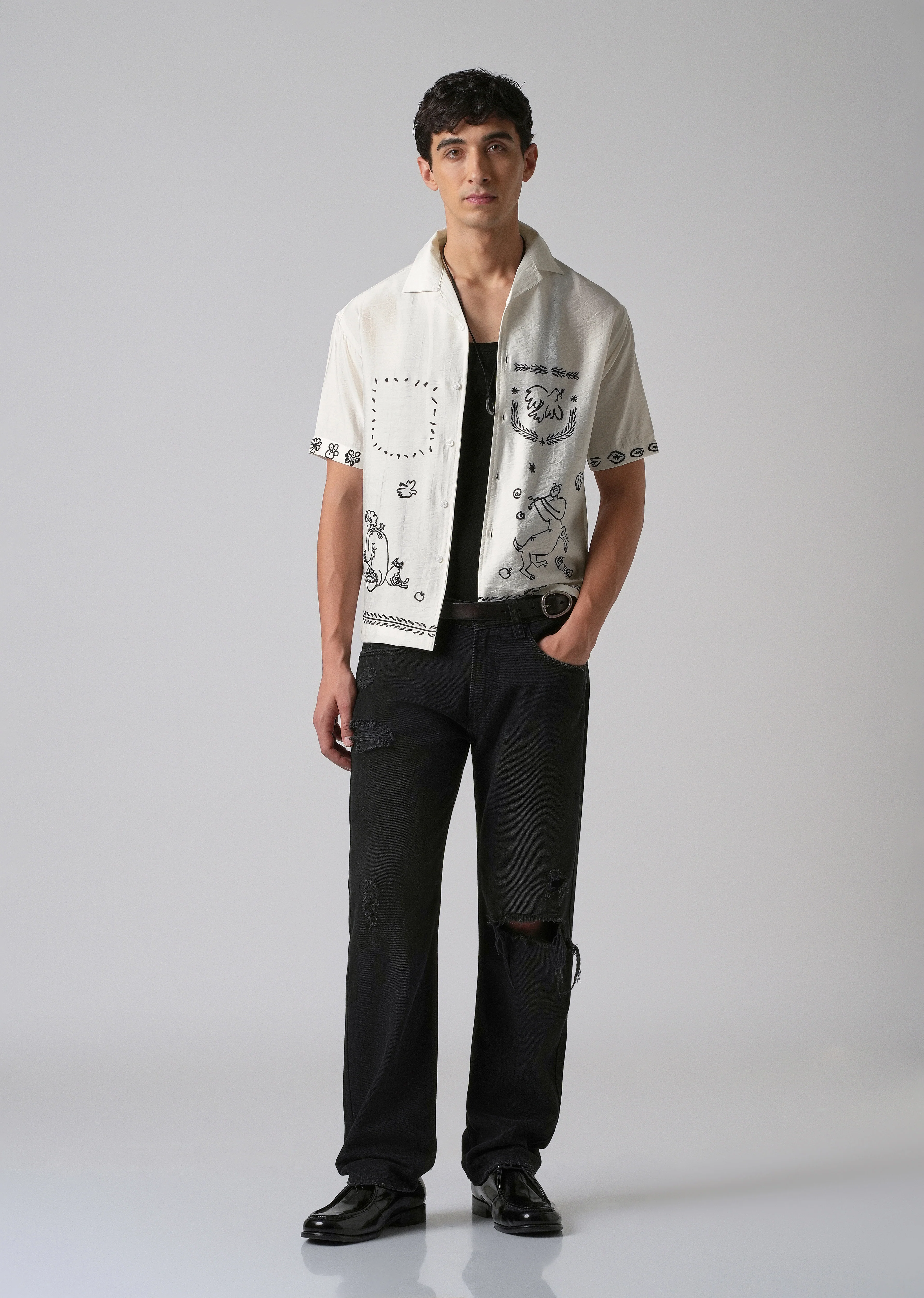 White Folk Print Shirt - Image 6