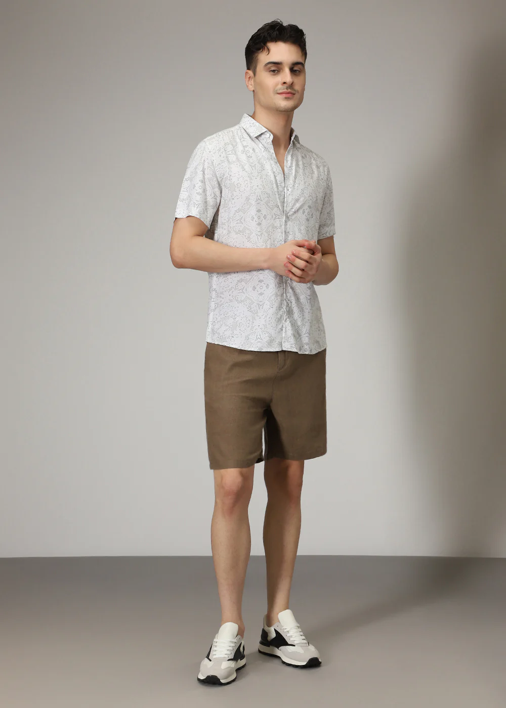 White Geometric Print Shirt - Image 5