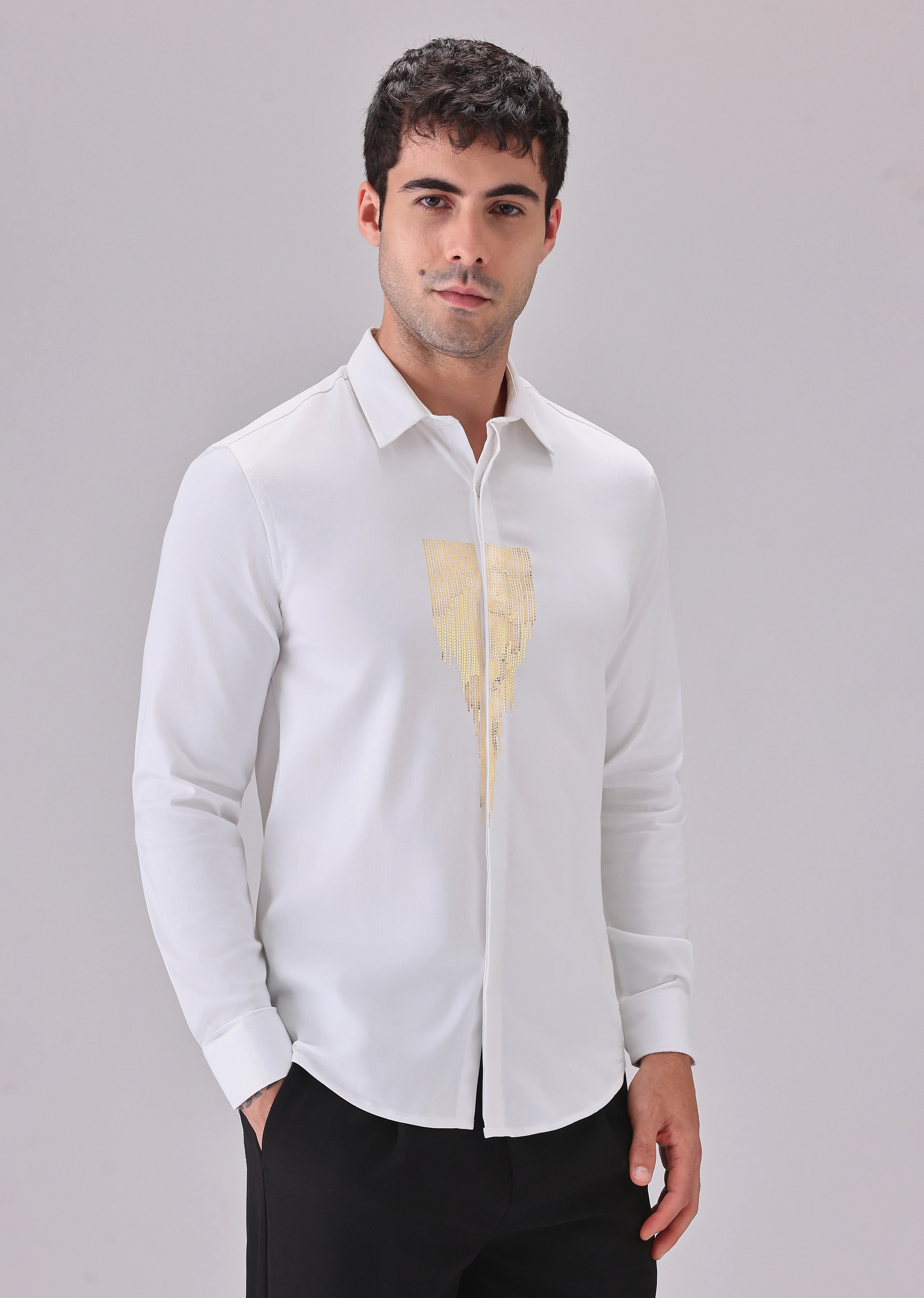 White Glimmer Designer Shirt - Image 4