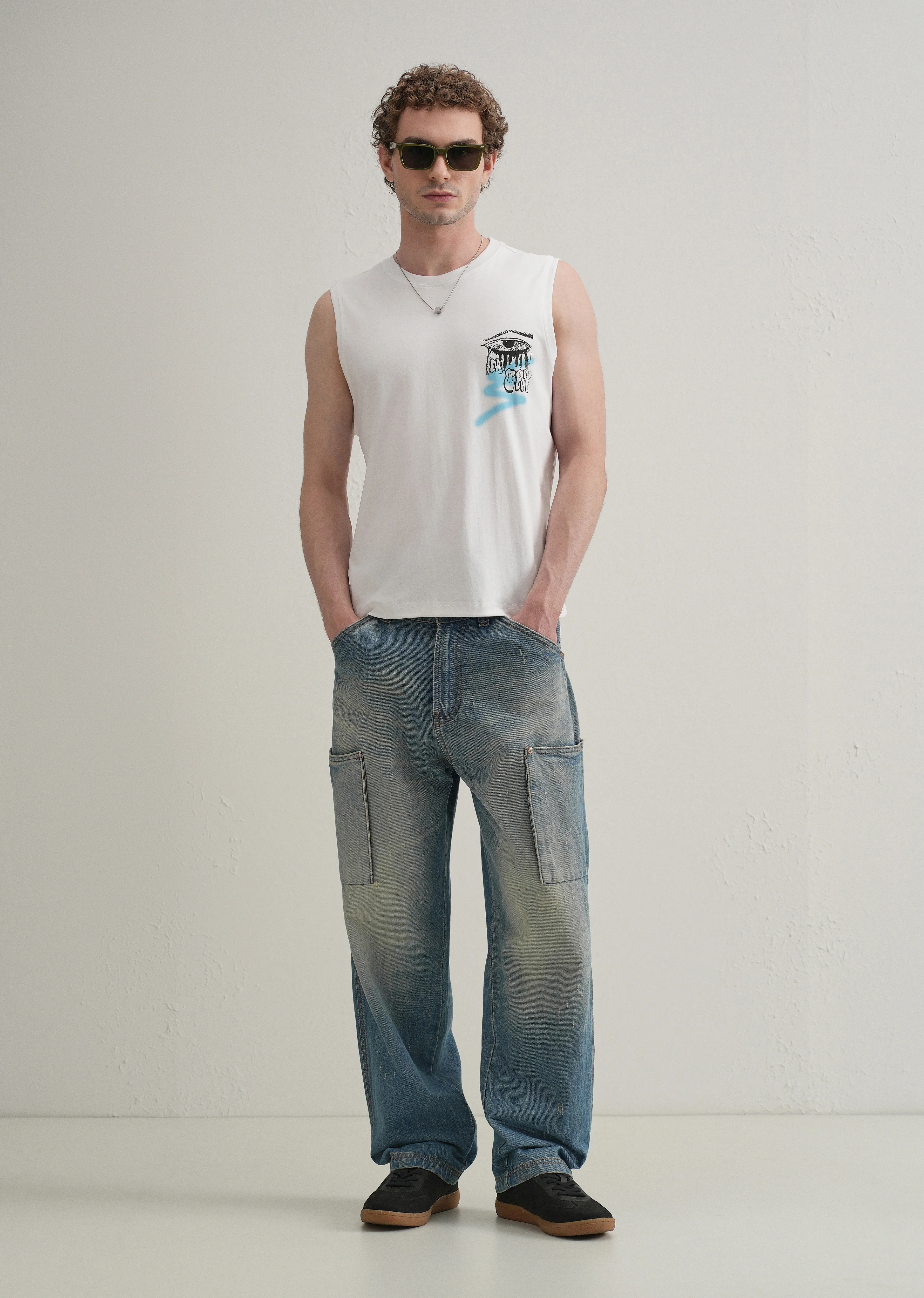 White Graffiti Printed Tank - Image 6