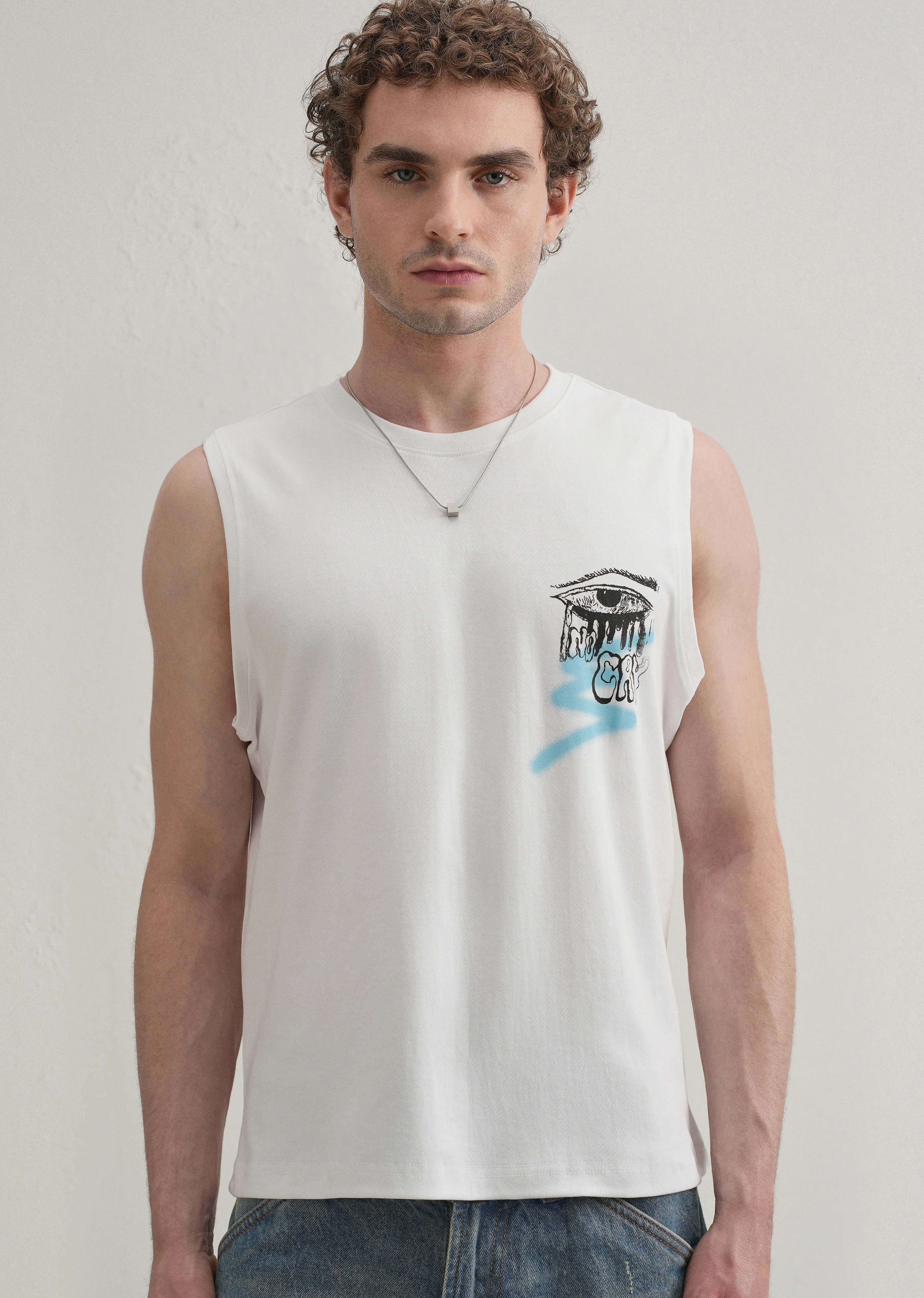 White Graffiti Printed Tank - Image 7