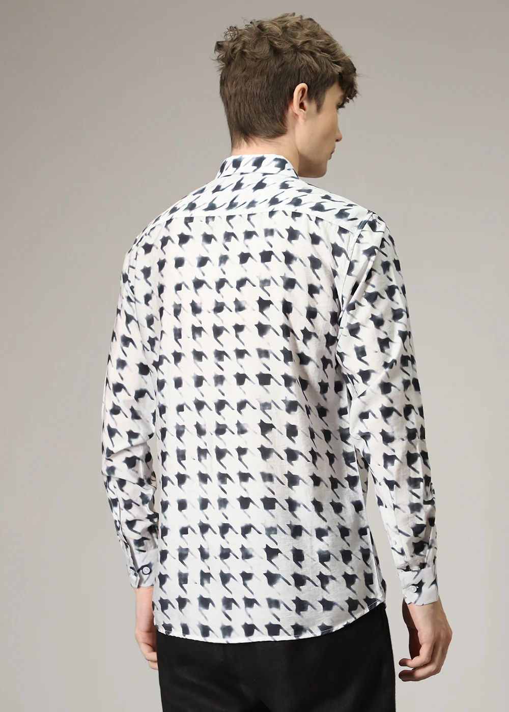 White Herringbone Print Shirt - Image 4