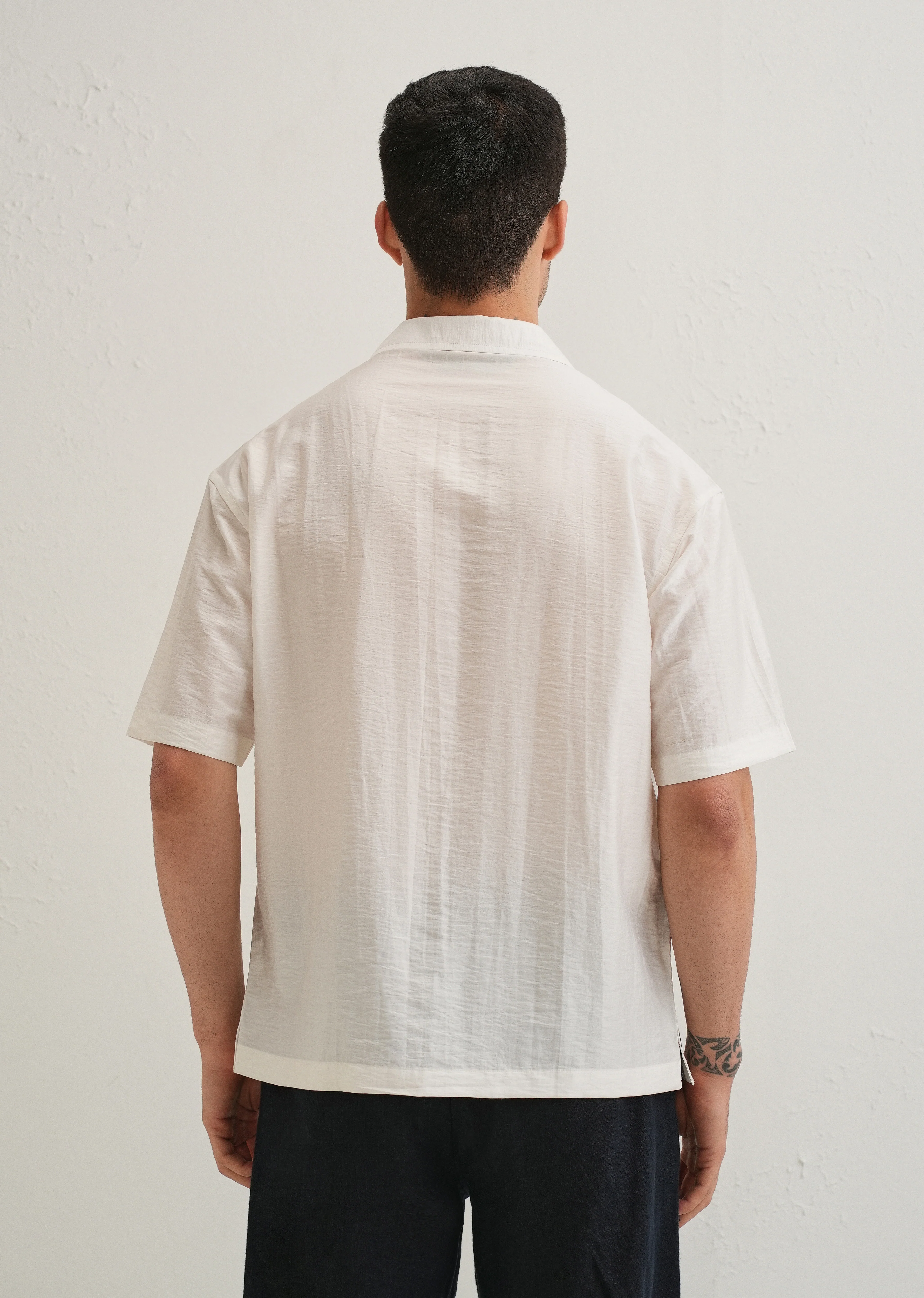 White Ink Wash Placement Print Shirt - Image 4