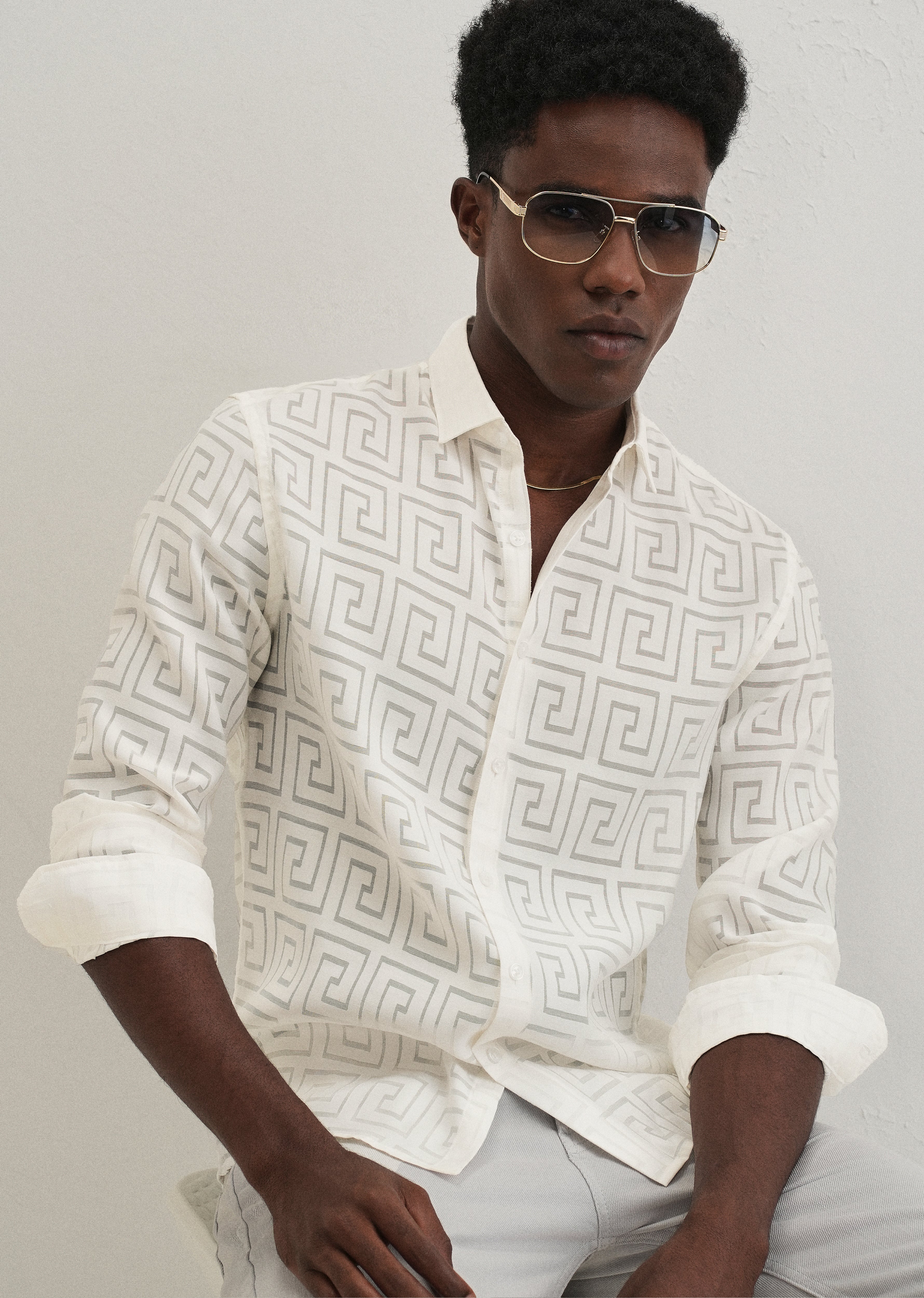 White Laser Cut Shirt - Image 7