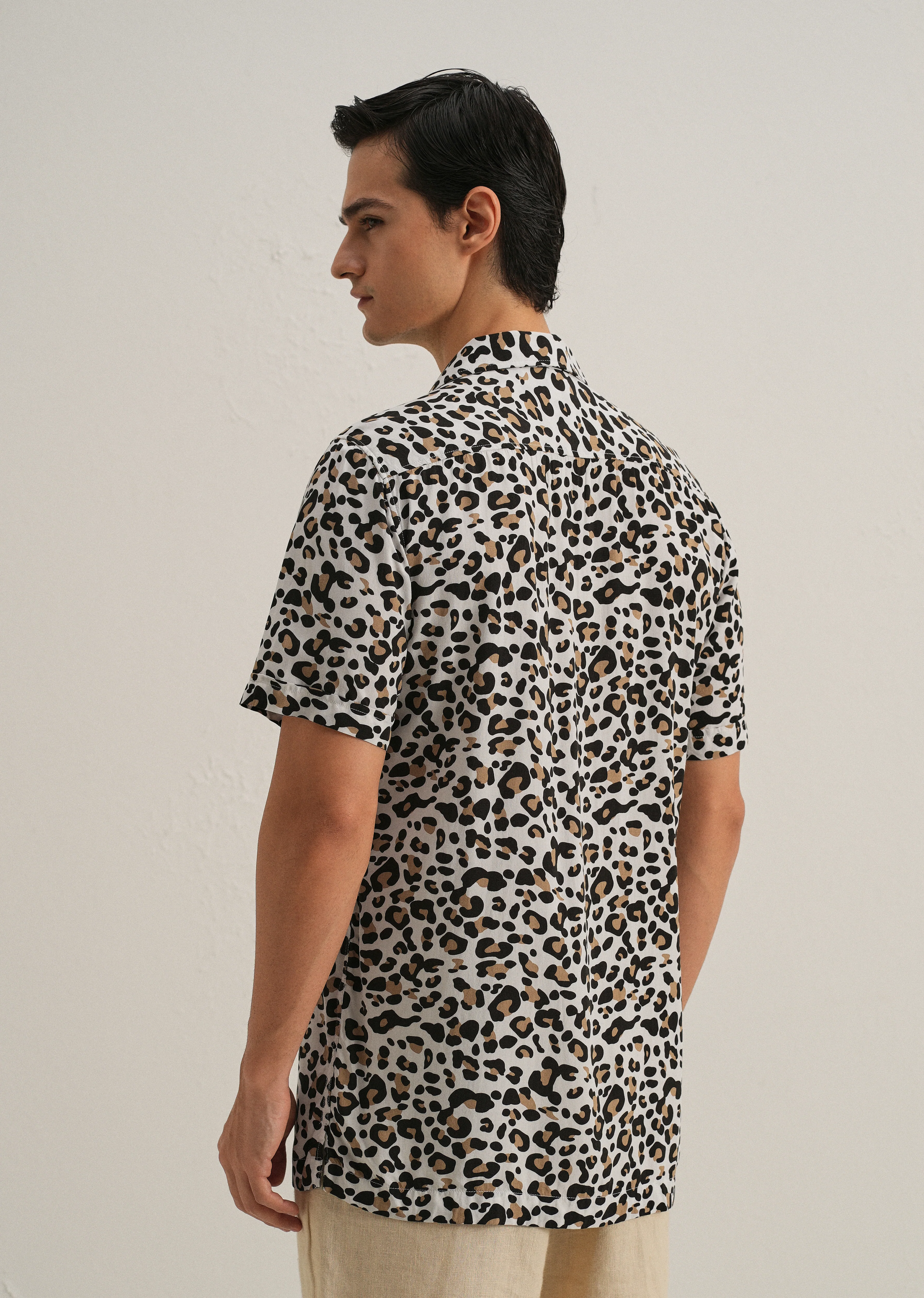 White Leopardic Print Half sleeve shirt - Image 2