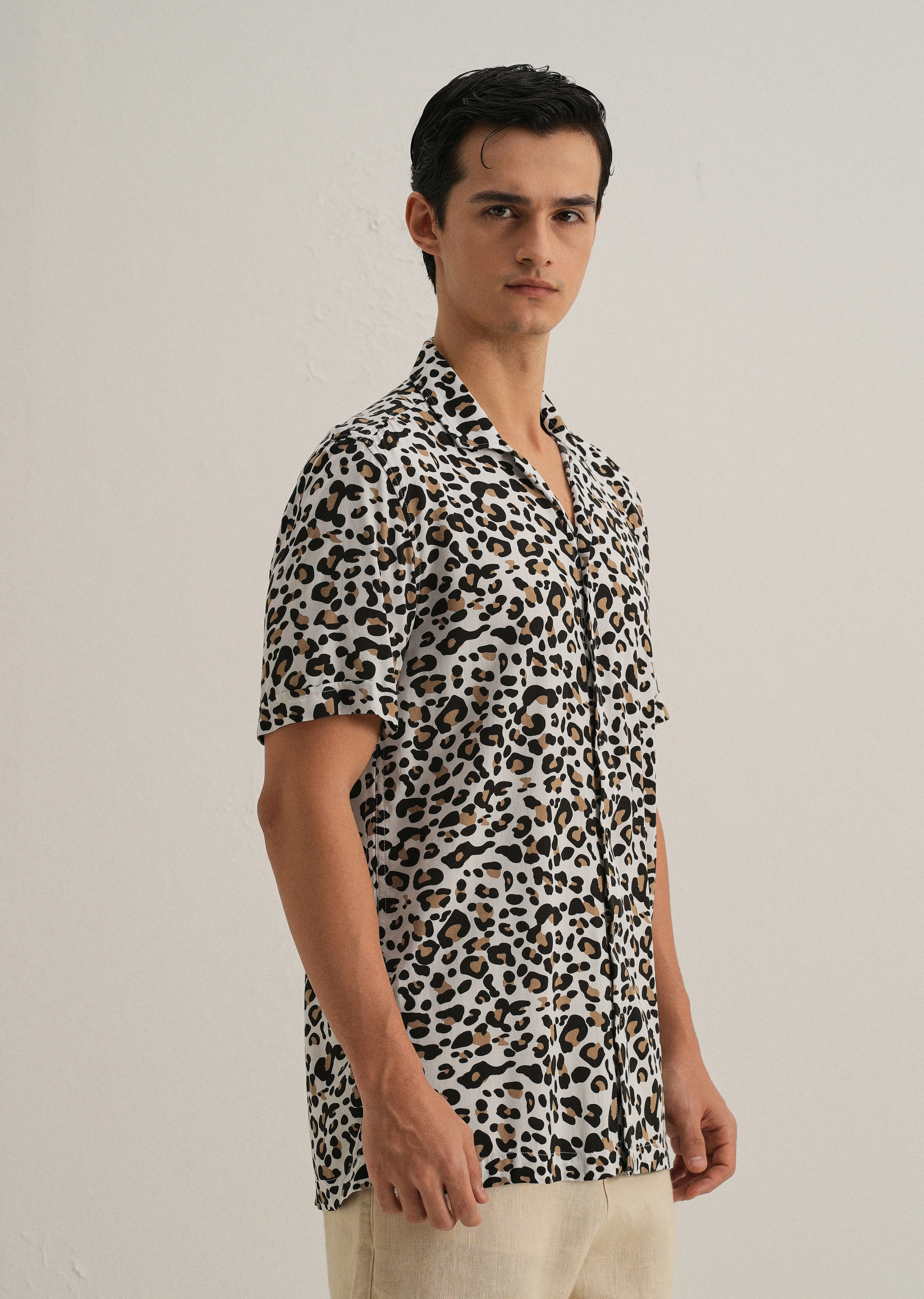 White Leopardic Print Half sleeve shirt - Image 4