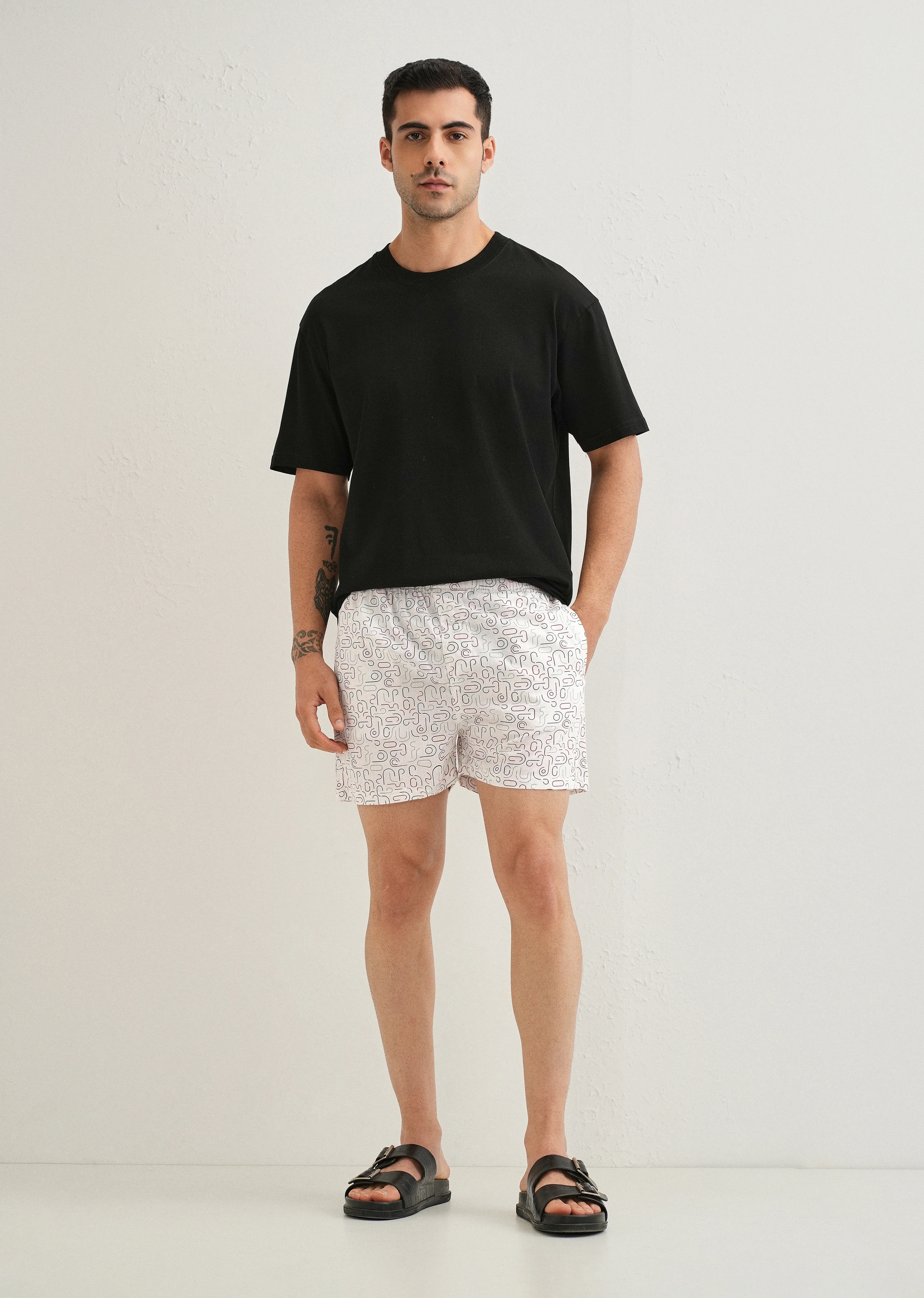 White Line Art Printed Boxer - Image 6
