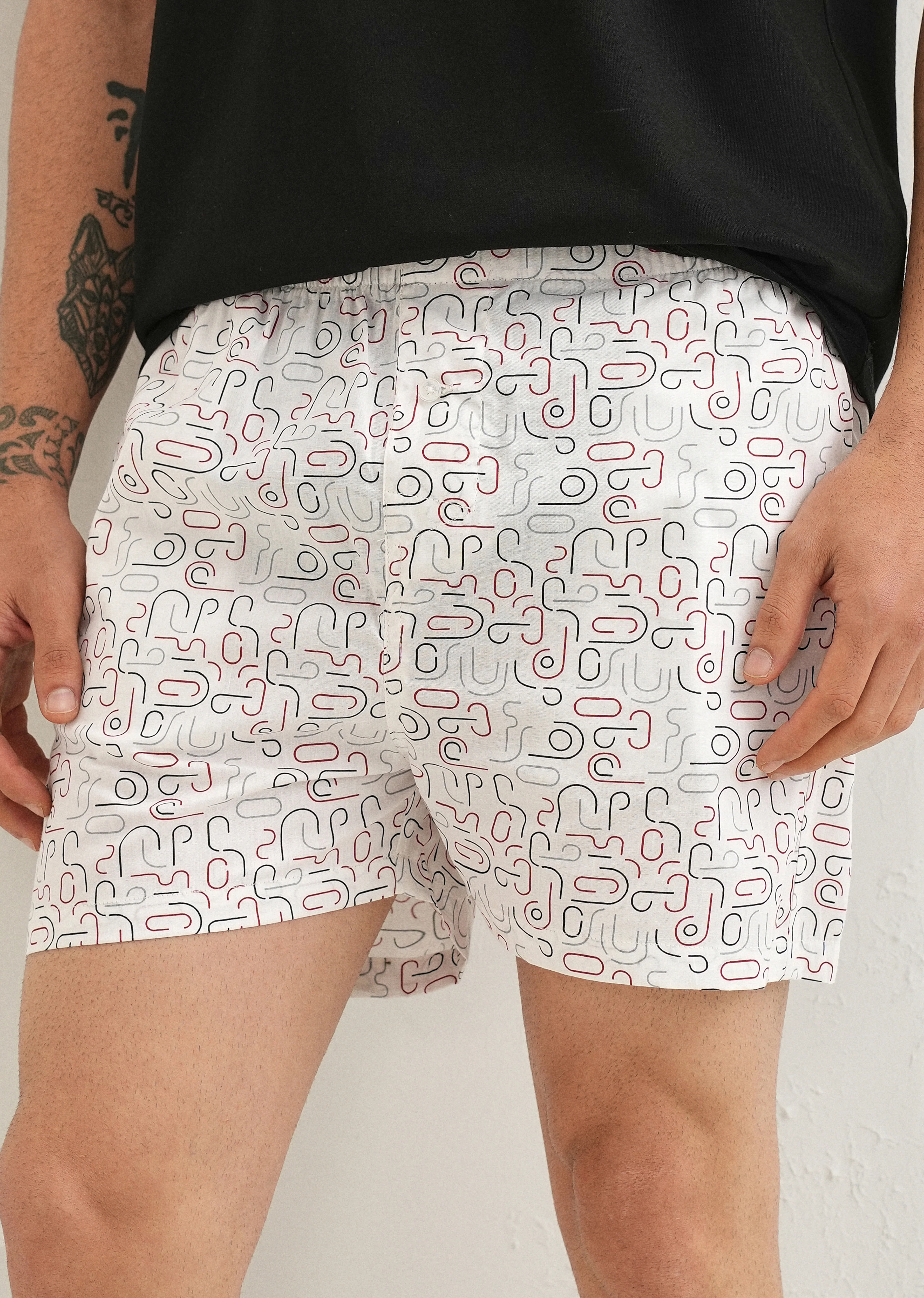 White Line Art Printed Boxer - Image 7